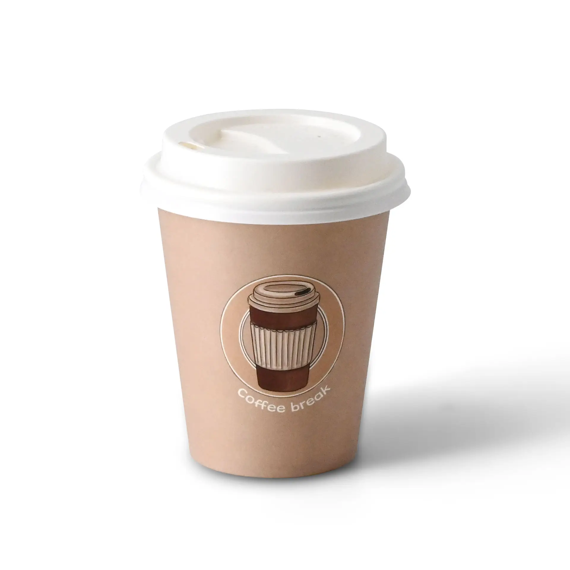 8 oz Paper cup printed with "Coffeebreak" (coated), Ø 80 mm, white