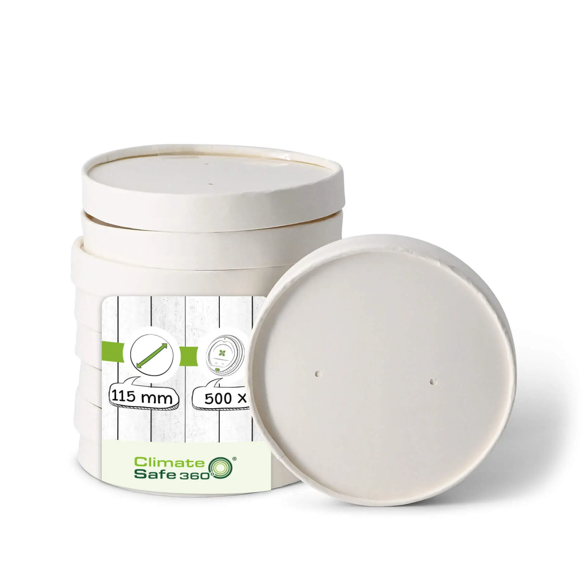 Cardboard-membrane lids (eco-friendly coating) Ø 115 mm, white