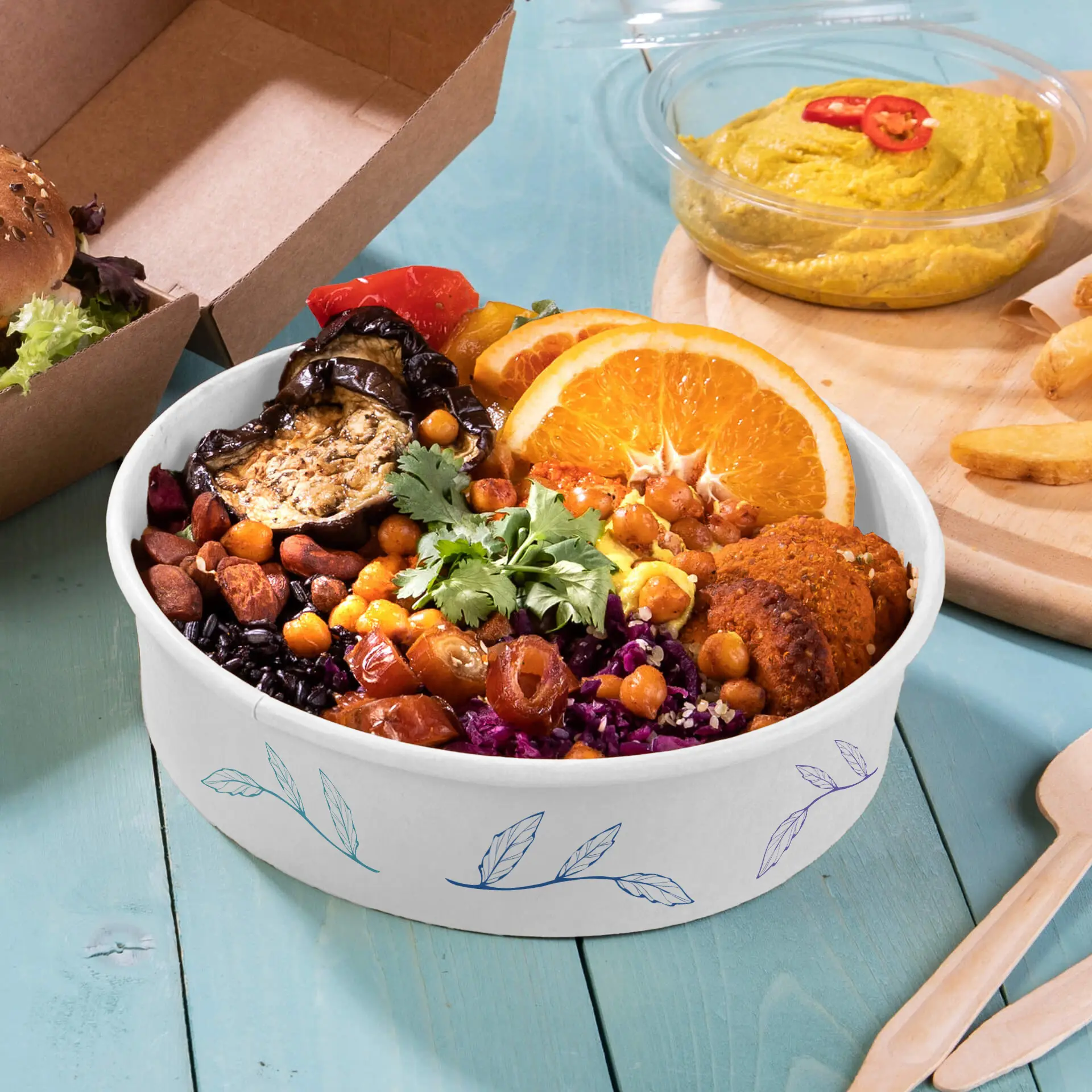 Custom salad bowls / Printed bowls, 700 ml, Ø 185 mm, white, PLA-coated