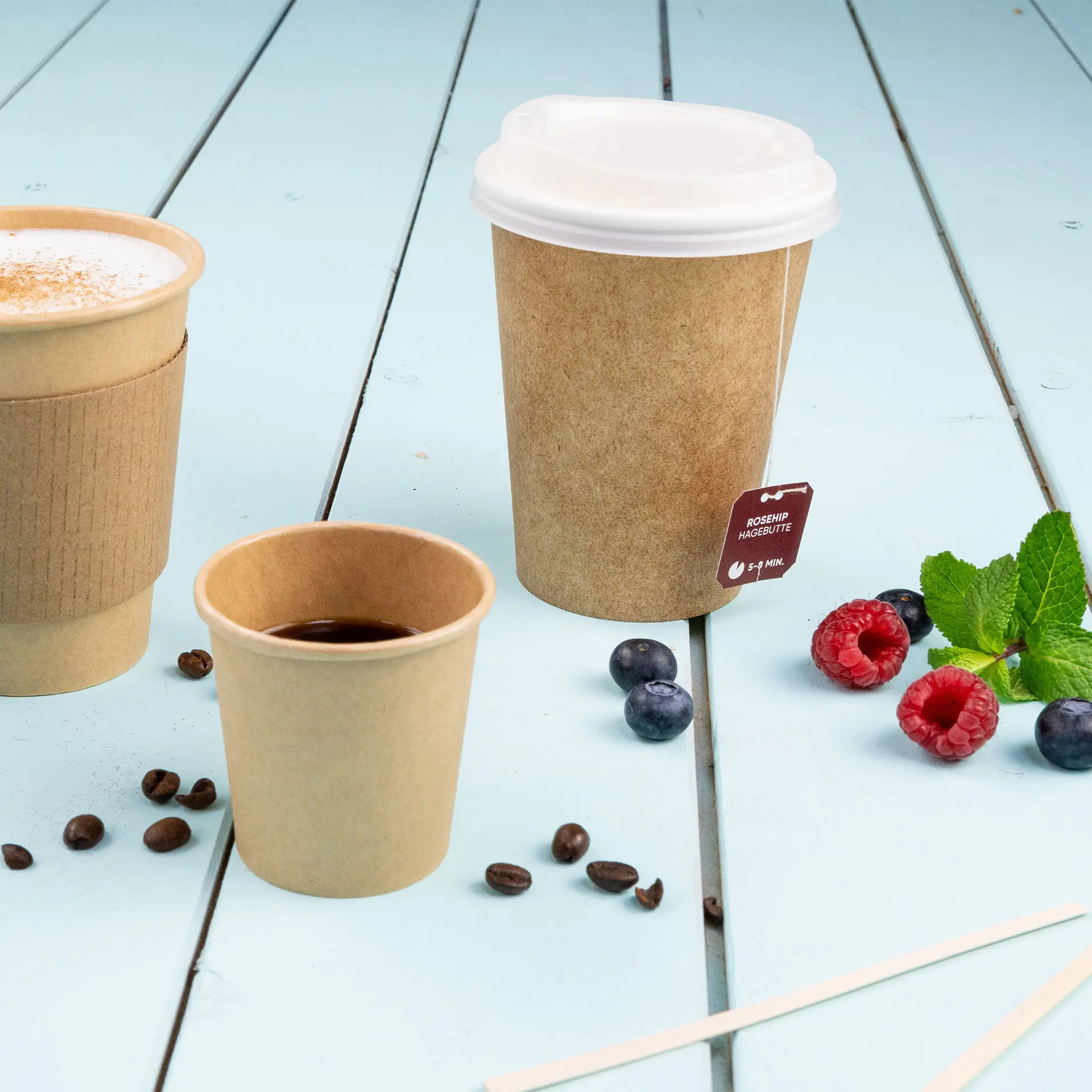 Paper cup 100 ml / 4 oz, Ø 62 mm, single wall, brown, PLA-coated