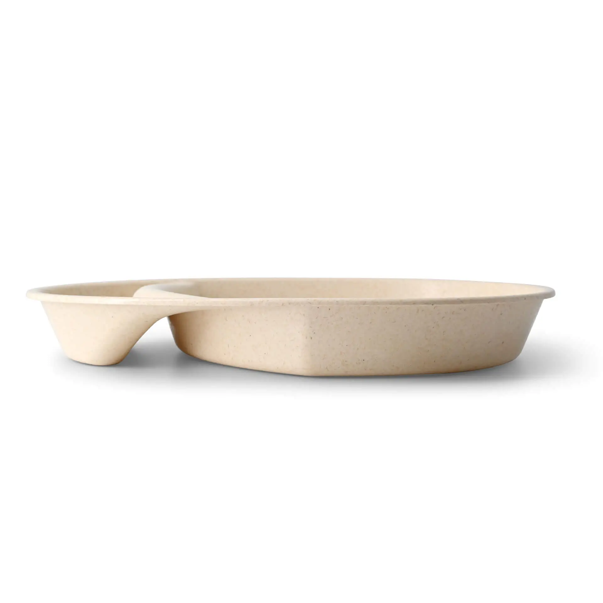 Reusable divided plates "merways Plate" 27.5 × 20 × 3.5 cm, 2 compartments, teardrop, creamy white dfc008481-mehrweg-menue-teller-merways-plate-275-x-20-x-35-cm-2-kammern-tropfenfoermig-cashew-creme-weiss-2