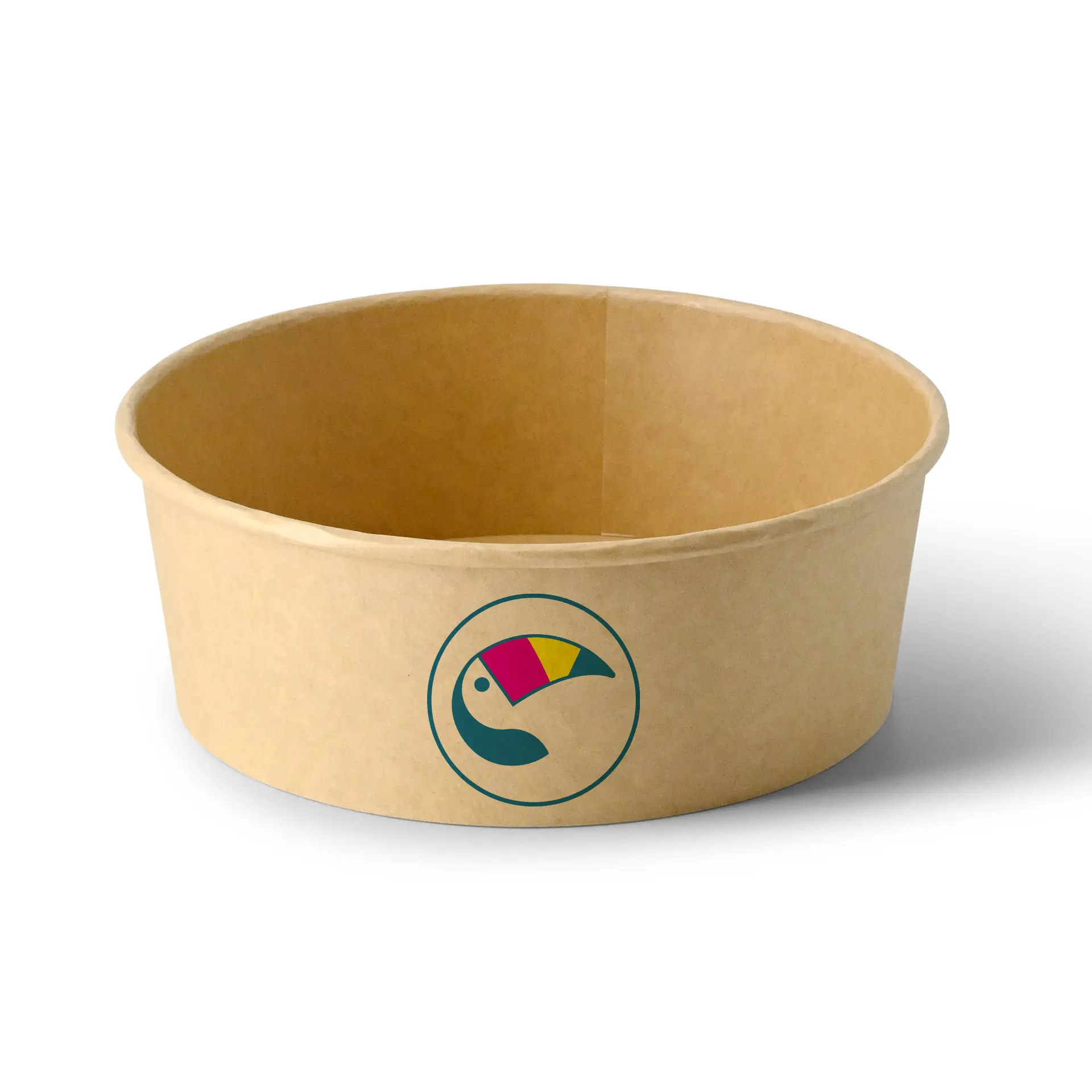 Custom salad bowls / Printed bowls, 1000 ml, Ø 185 mm, brown, PLA-coated