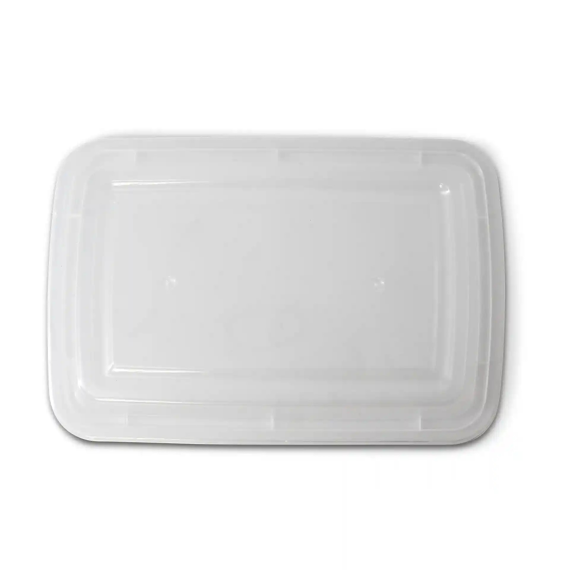 Transparent rectangular reusable lid made of polypropylene, measuring 187 mm by 128 mm with a height of 12 mm.