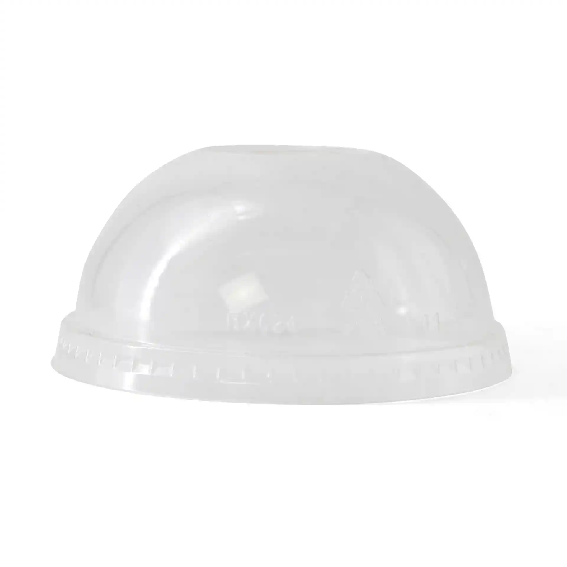 Clear PLA dome lid with a diameter of 95 mm and a straw hole, shown from the side on a white background.