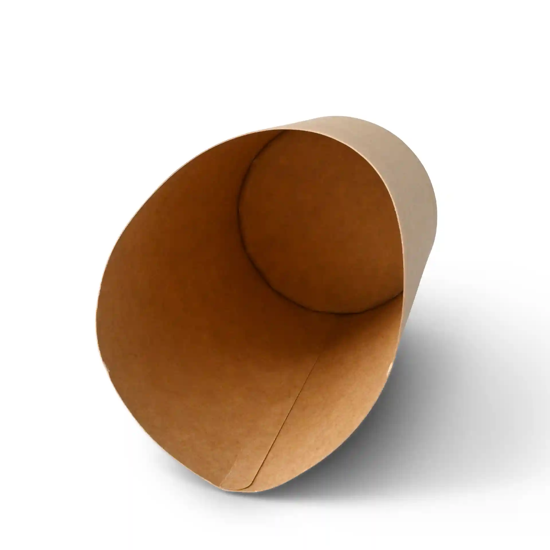 Brown cardboard wrap cup with an eco-friendly coating, deep design, and 300 ml capacity.
