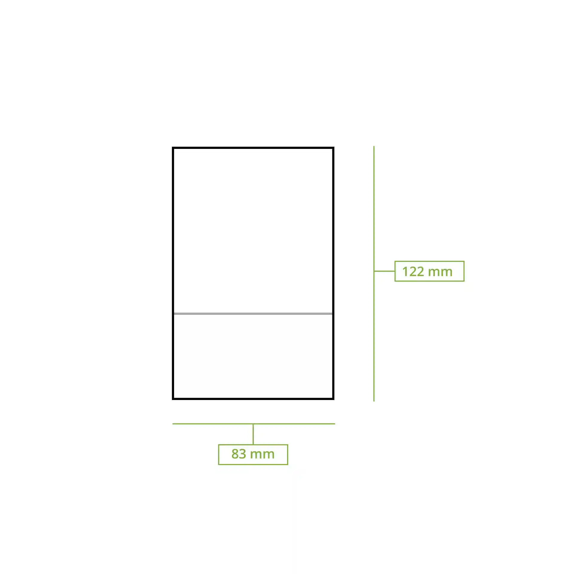 Schematic drawing of a rectangular napkin with dimensions 122 mm by 83 mm, labeled with measurement lines.