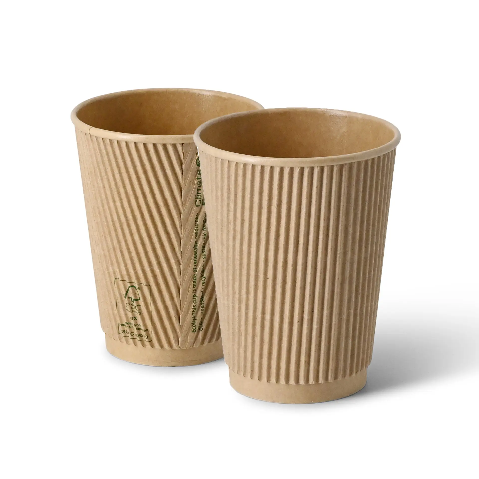 12 oz Takeaway coffee cups / Ripple cups, Ø 90 mm, kraft