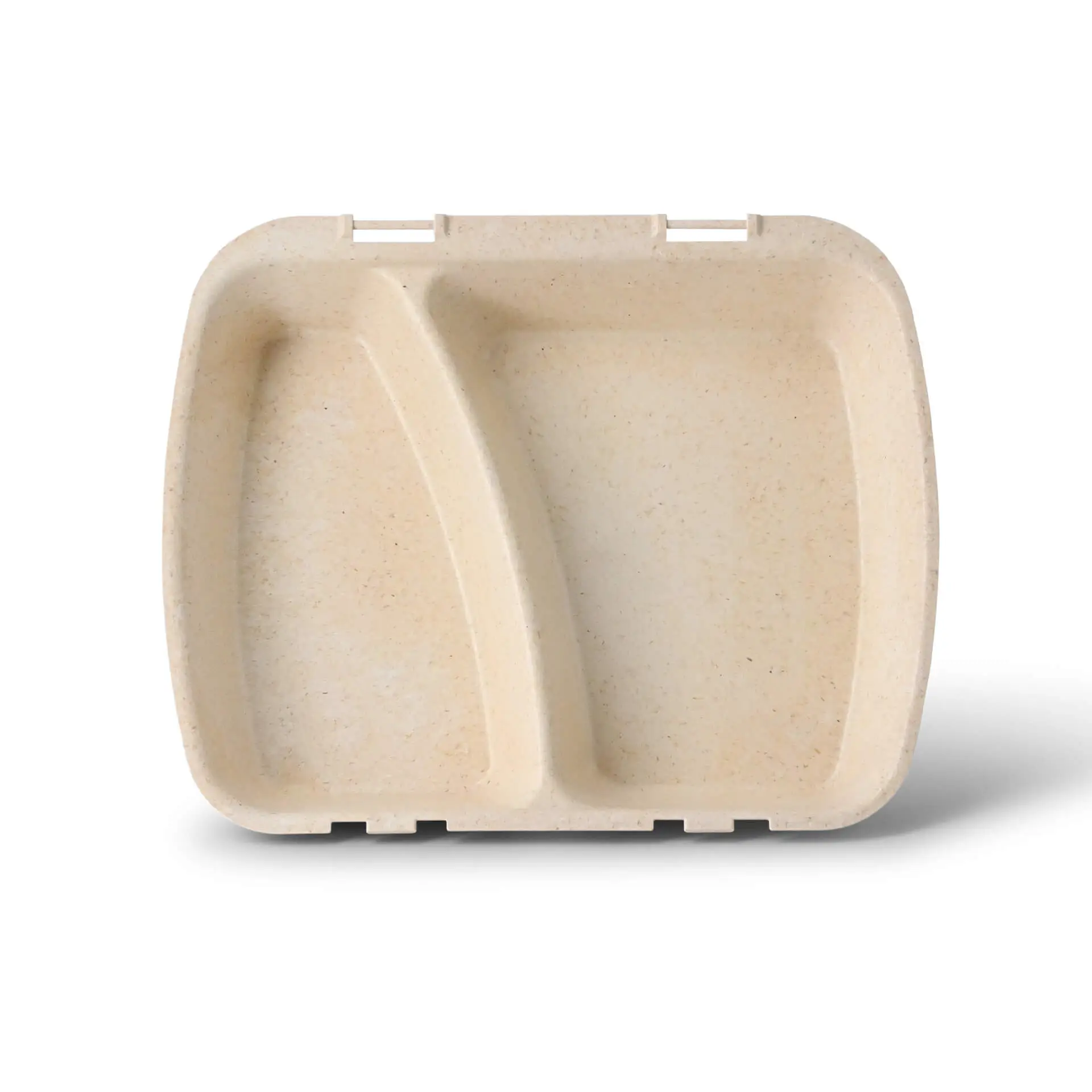 Reusable meal containers "merways Box" 24.5 x 20 x 4.5 cm, 2 compartments, HP4/2, cashew / creamy white dfc008431-mehrweg-menue-behaelter-merways-box-245-x-20-x-45-cm-2-kammern-hp42-cashew-creme-weiss-2
