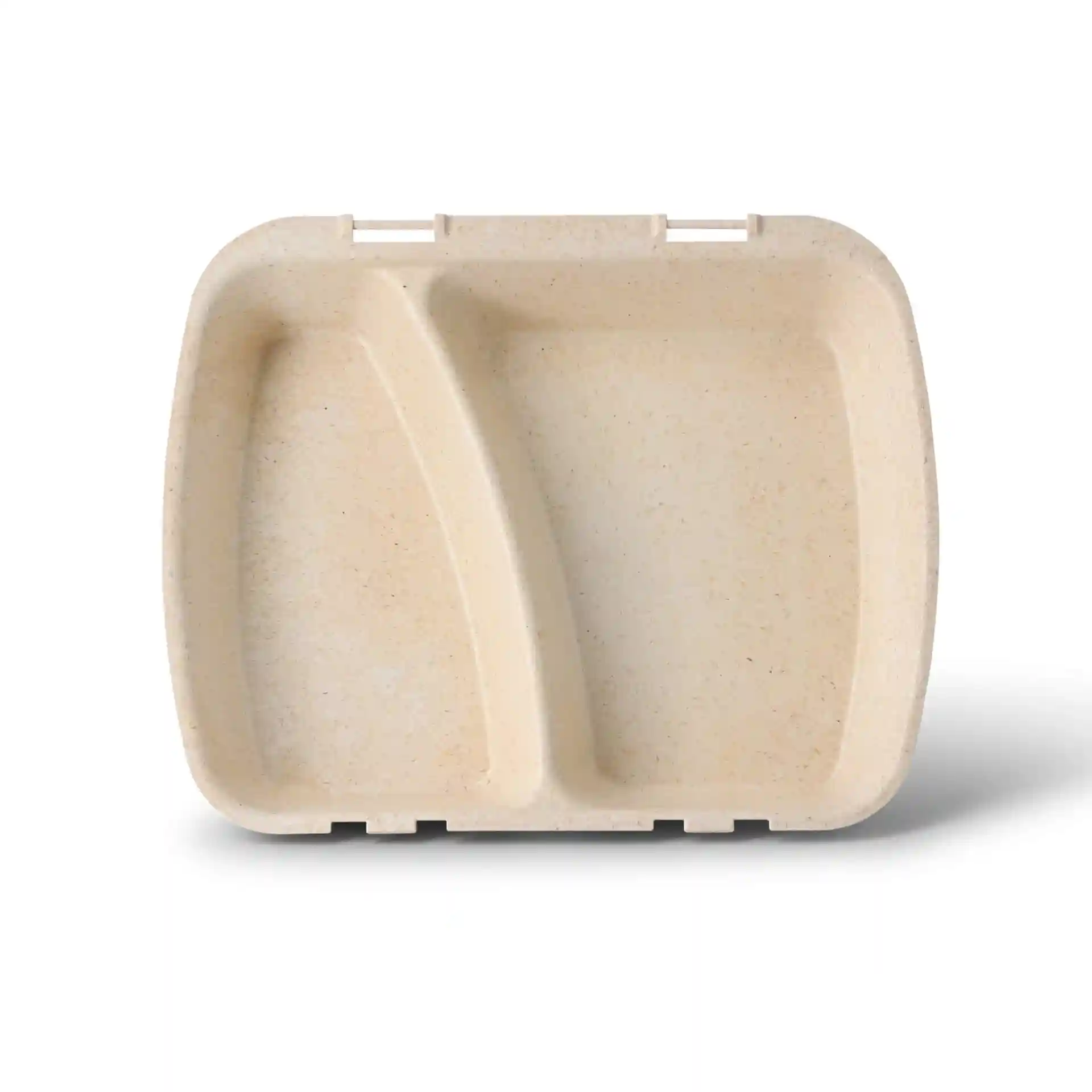 Deep reusable meal container with two compartments, cream white color, measuring 24.5 x 20 x 4.5 cm.