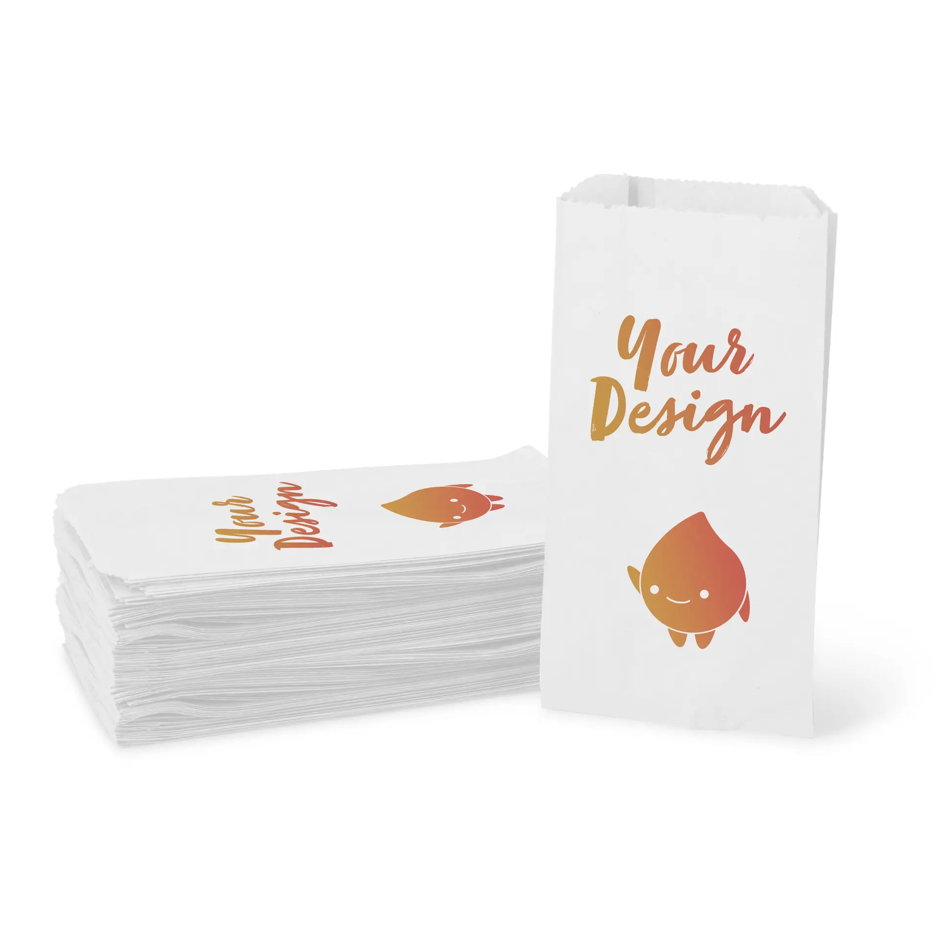 Printed bread bags, white, 10 x 5 x 19 cm