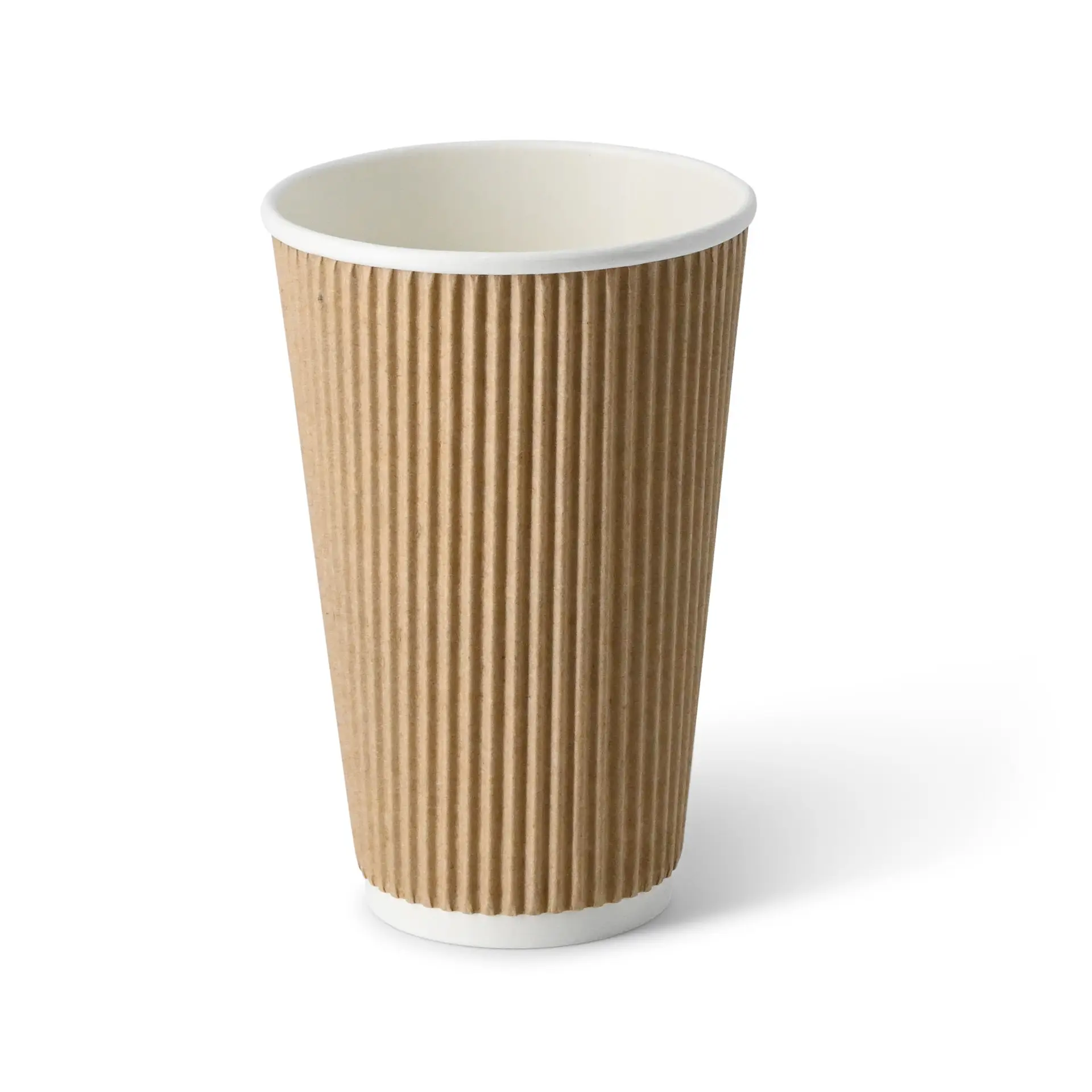 16 oz Takeaway coffee cups / Ripple cups, Ø 90 mm, kraft dhd049621-riffelbecher-coffee-to-go-becher-400-ml-16-oz-90-mm-braun-innen-weiss-1