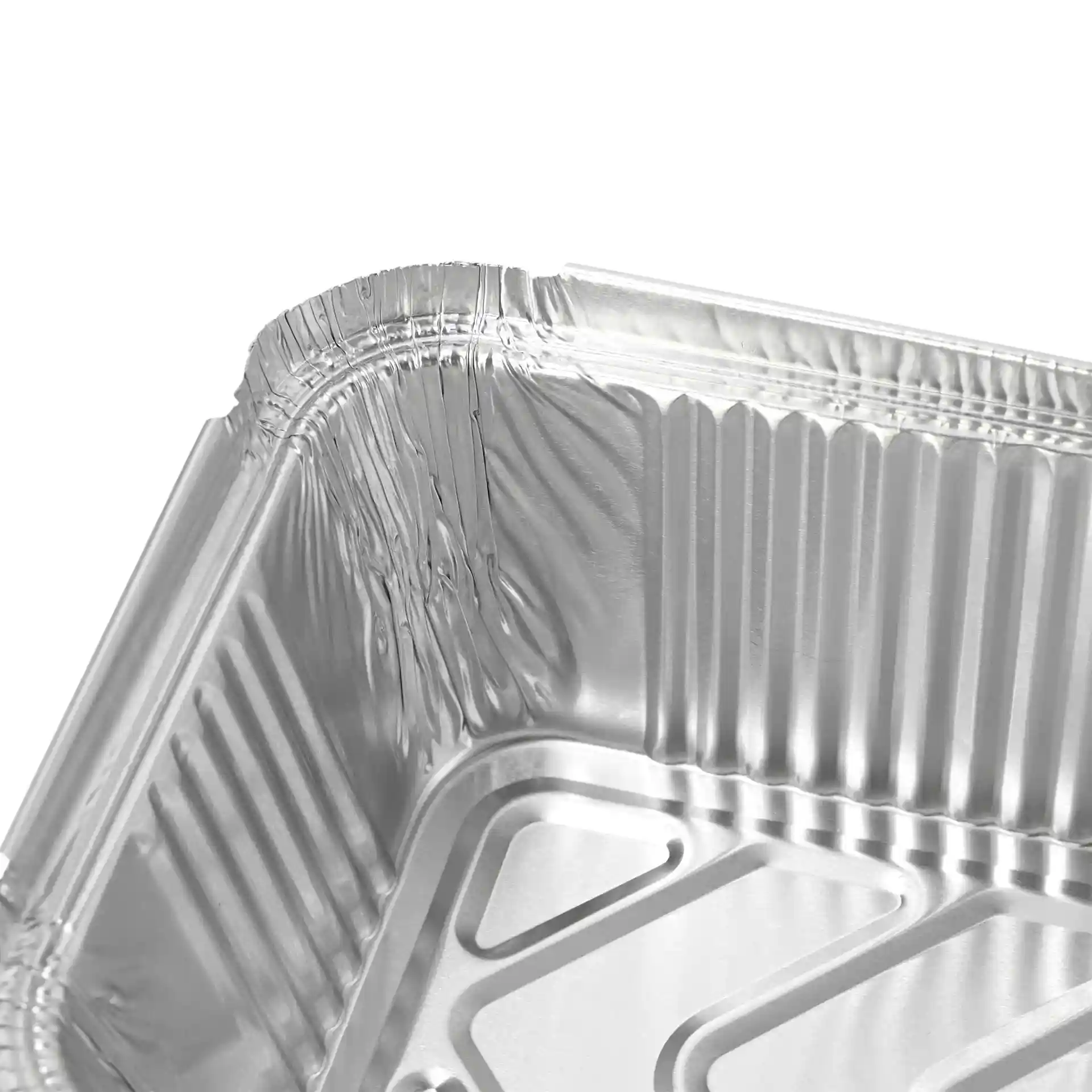Close-up of a rectangular aluminum container with a height of 54 mm, length of 218 mm, and width of 113 mm.