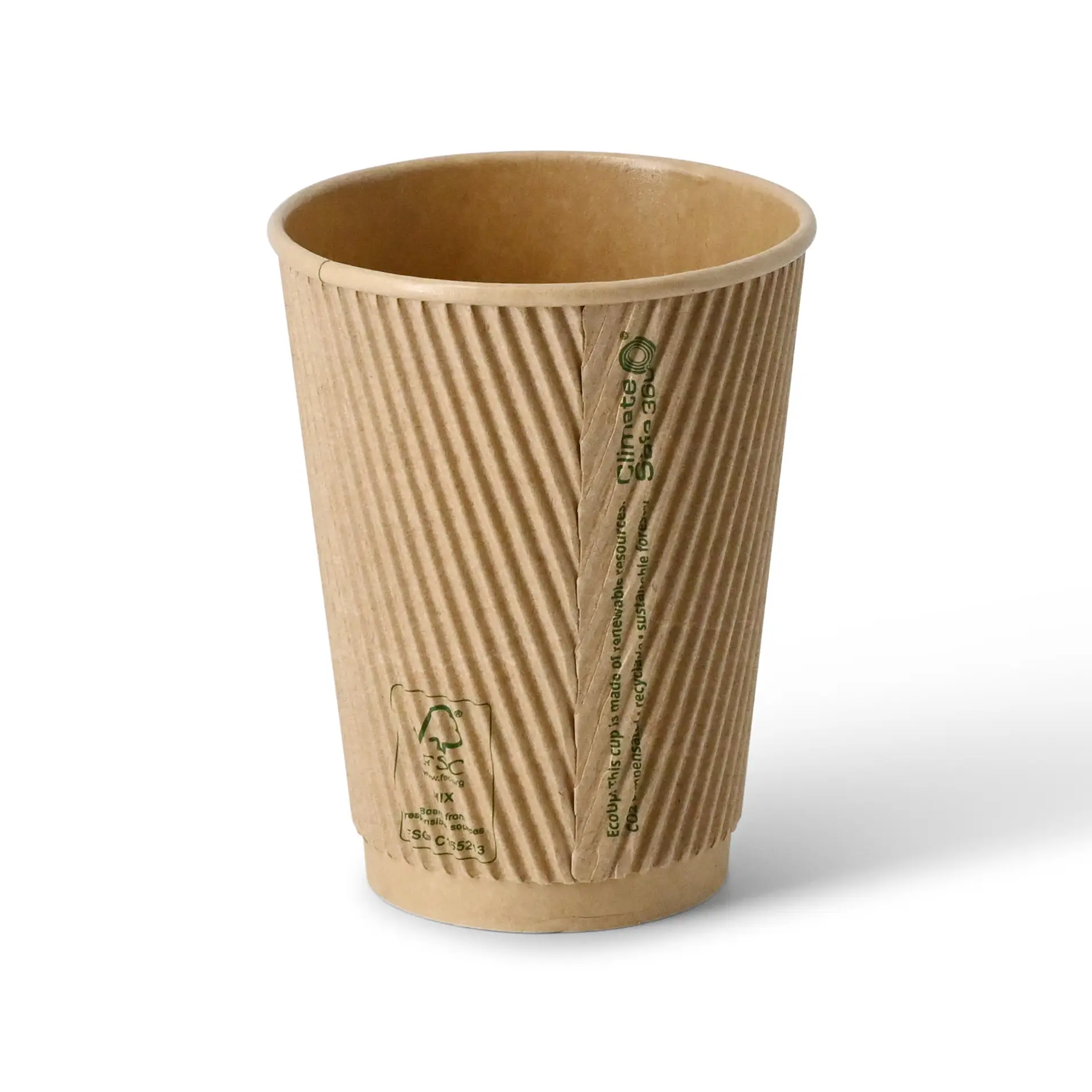 12 oz Takeaway coffee cups / Ripple cups, Ø 90 mm, kraft