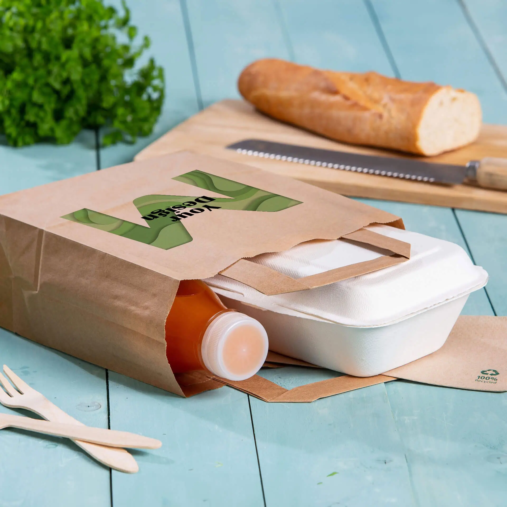 Print paper carrier bags, brown, M - 22 x 10 x 28 cm