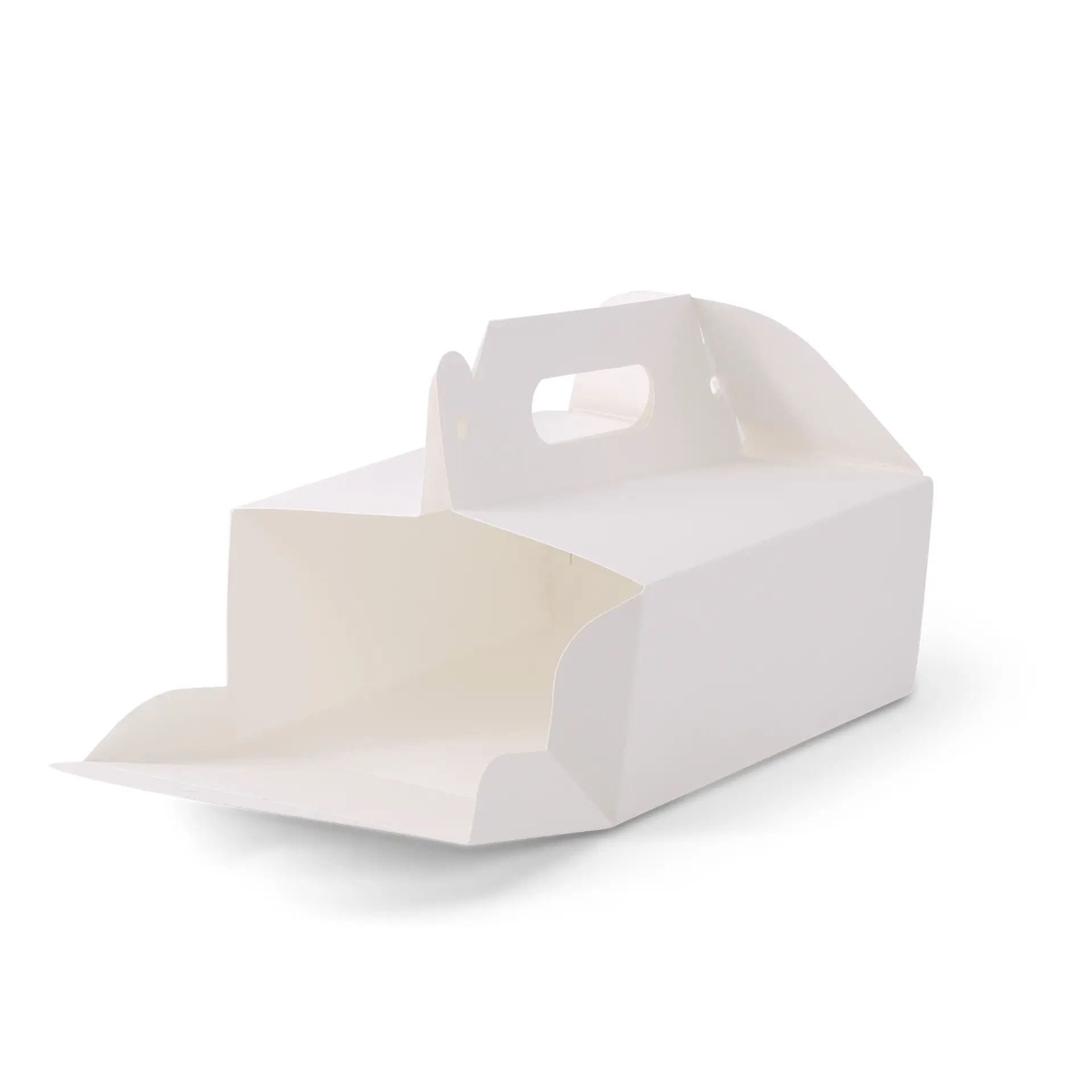 Cardboard pastry boxes with handle M, 21 x 17 x 9 cm, white, foldable