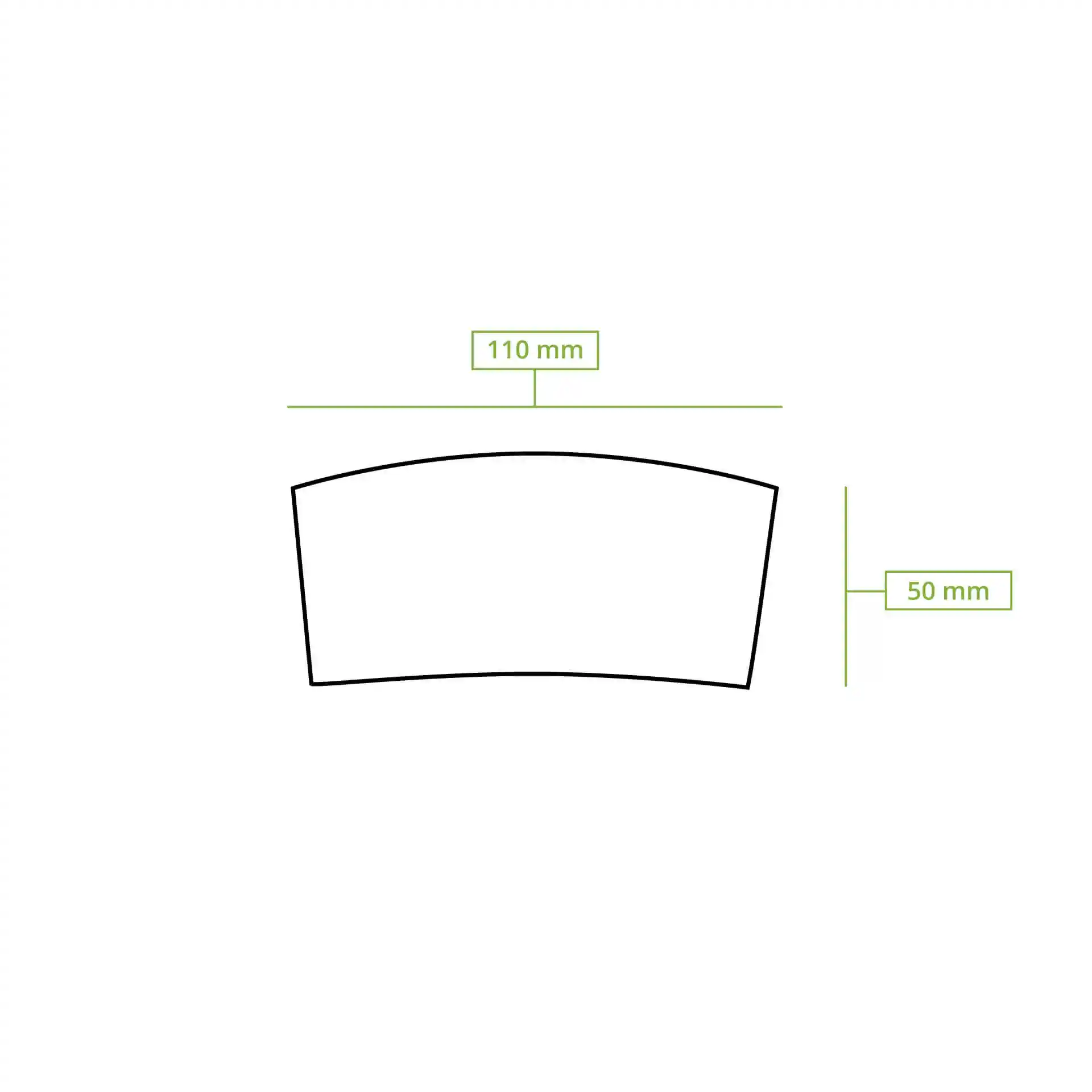 Schematic drawing of a cup sleeve with dimensions of 110 mm width and 50 mm height.