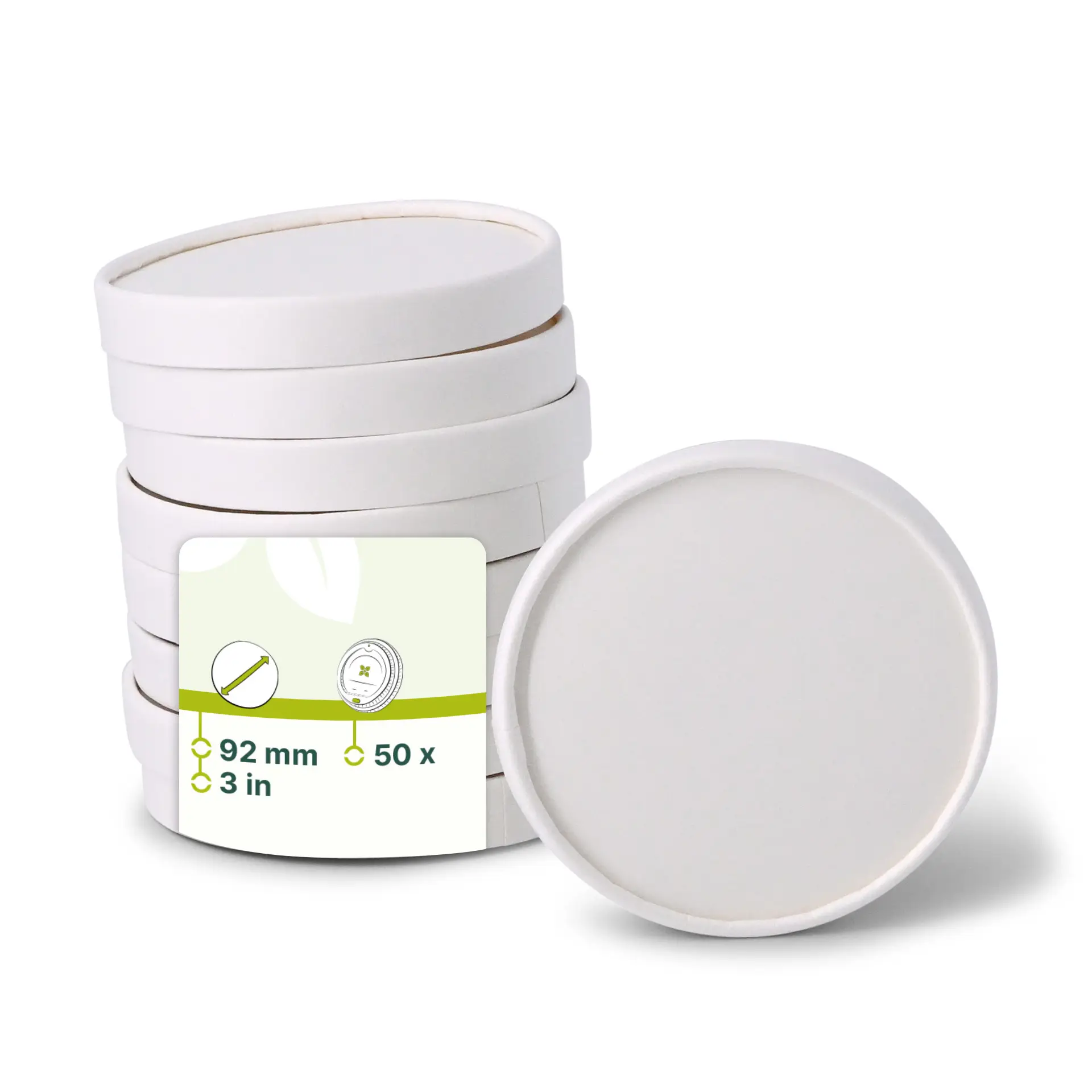 Cardboard lids (coated) Ø 92 mm, white (for ice cream cups)