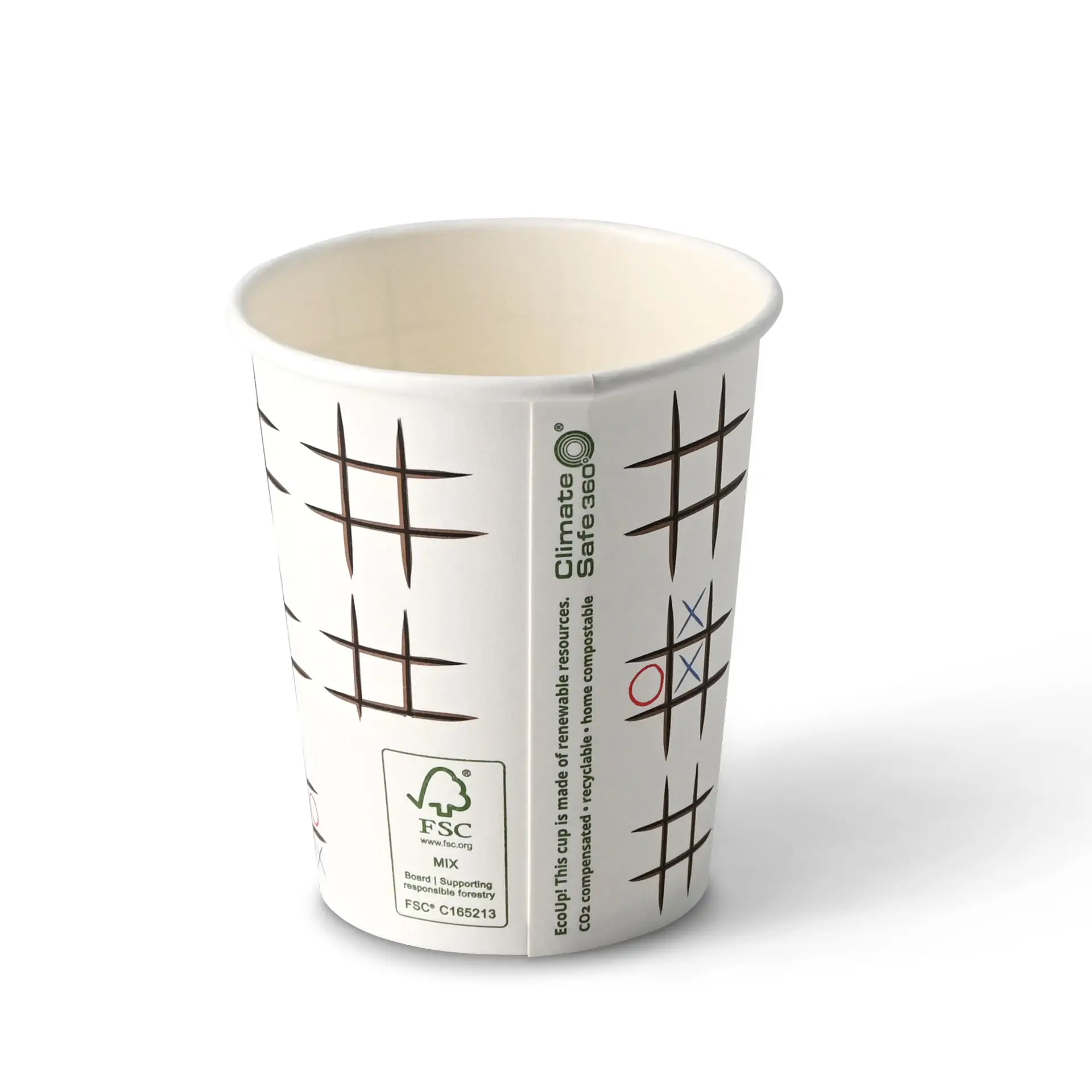 8 oz Paper cup printed with "Tic Tac Toe", Ø 80 mm, white