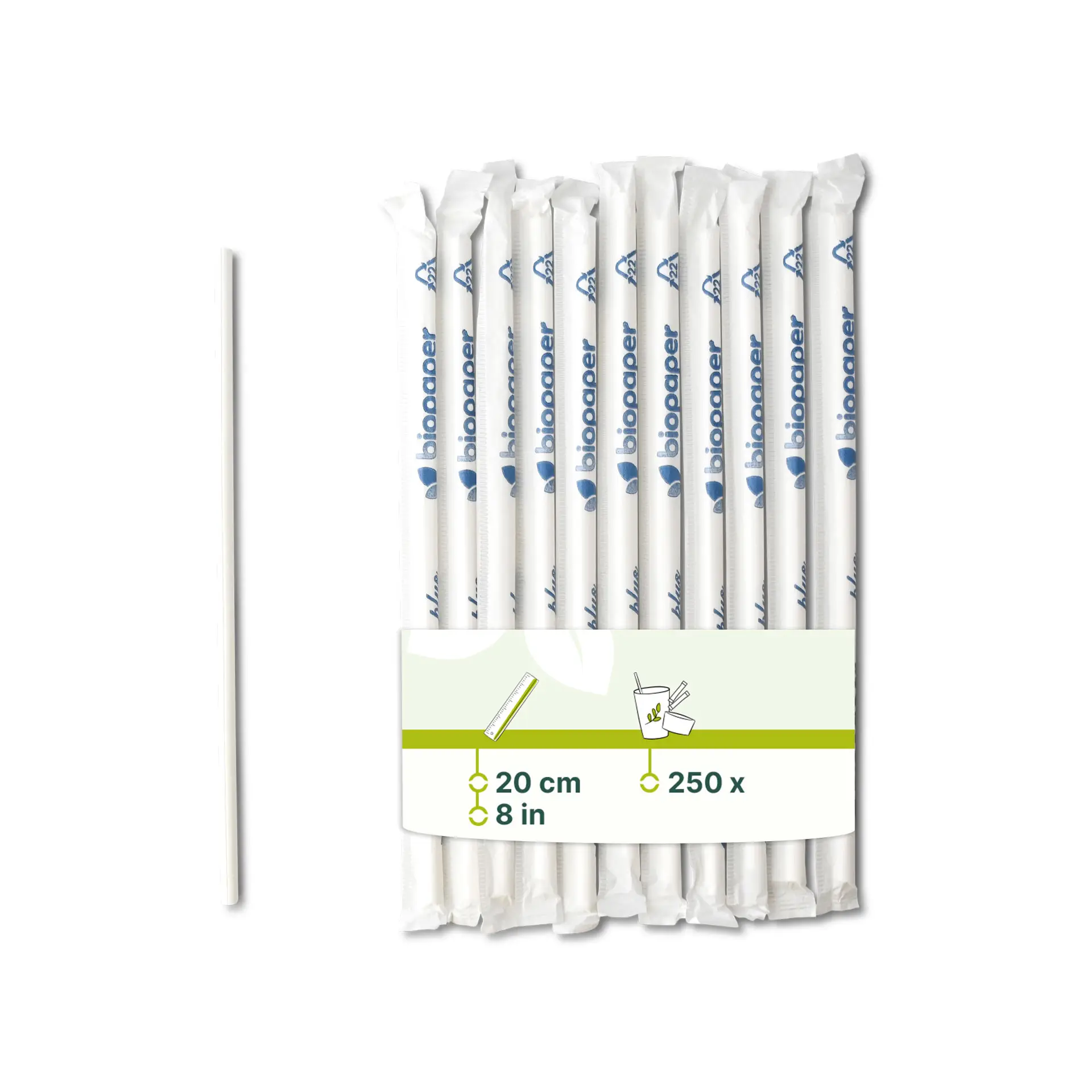 20 cm, Ø 0.5 cm Paper-straws, white, vertical splice, wrapped 20 cm, Ø 0.5 cm Paper-straws, white, vertical splice, wrapped