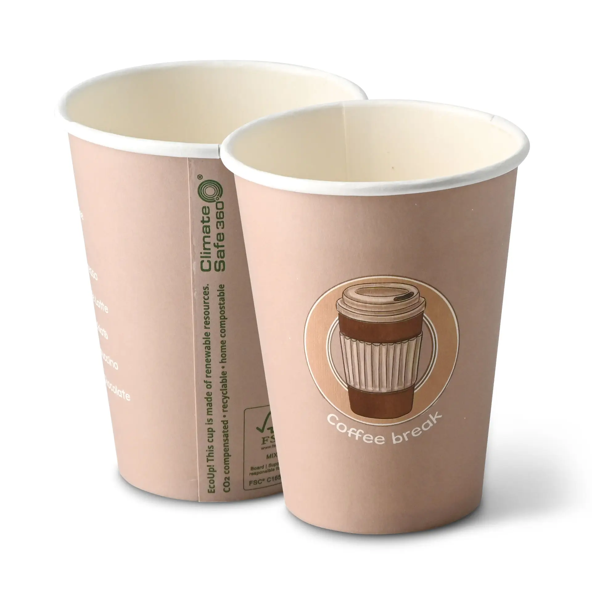 12 oz Paper cup printed with "Coffeebreak", Ø 80 mm, white