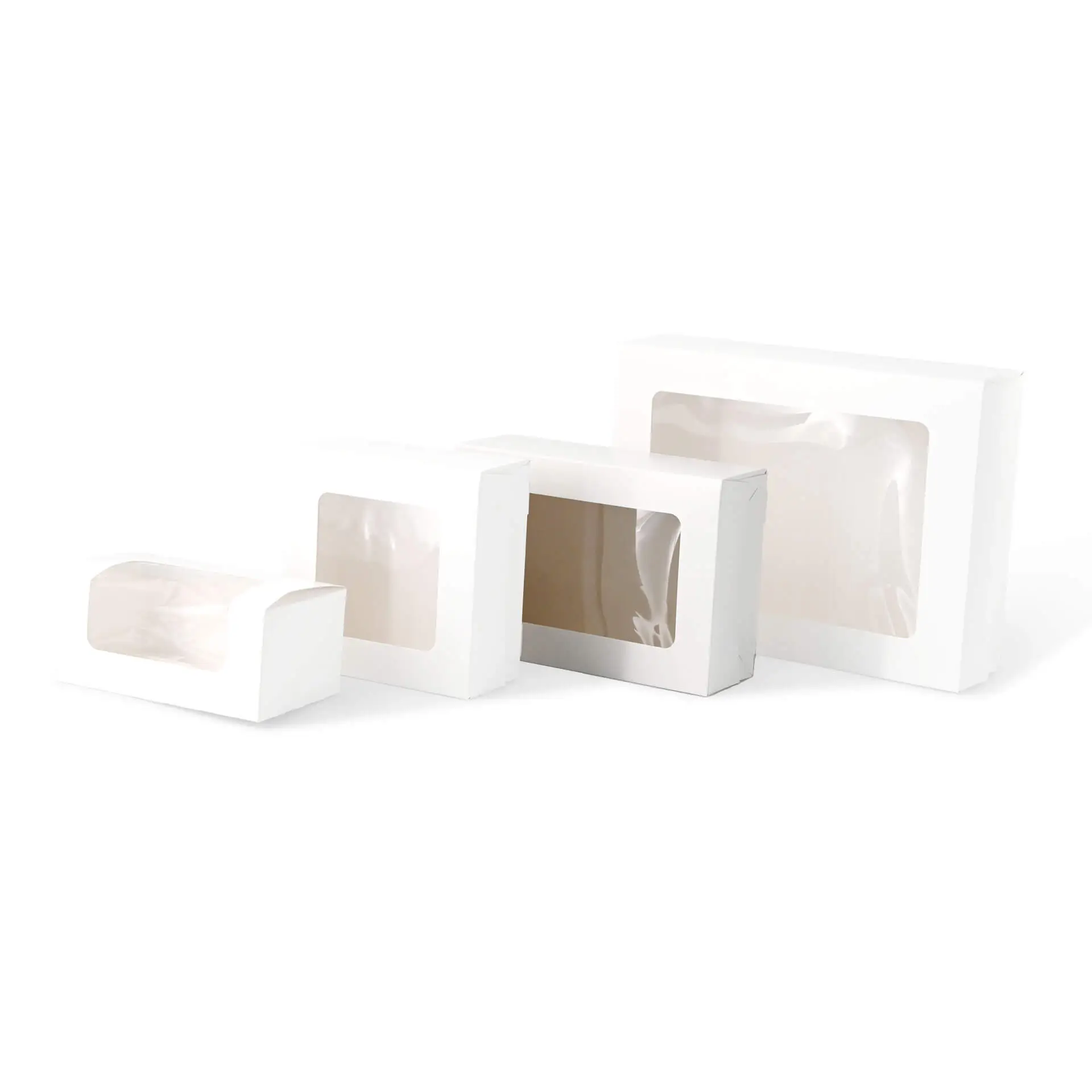 Cupcake boxes (6-pack), cellulose window, white