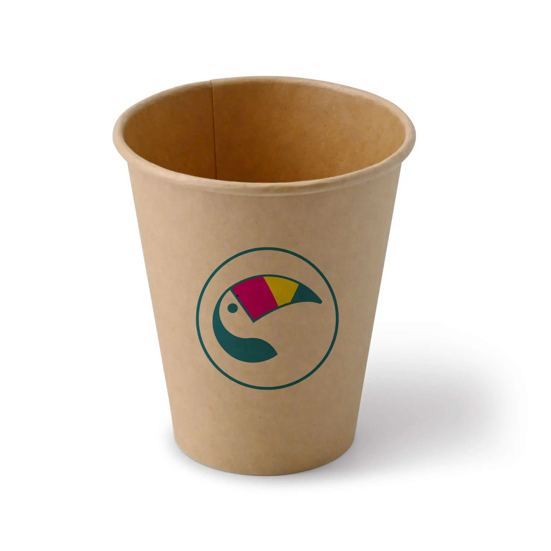 Paper cups with logo (single-wall), 250 ml / 10 oz, brown, water-based coating