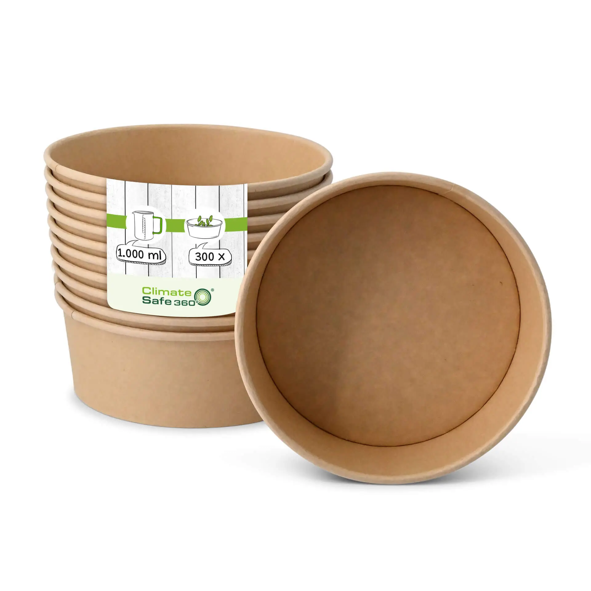 Paper-bowls (premium) 1.000 ml, Ø 185 mm, brown, round, eco-friendly coating