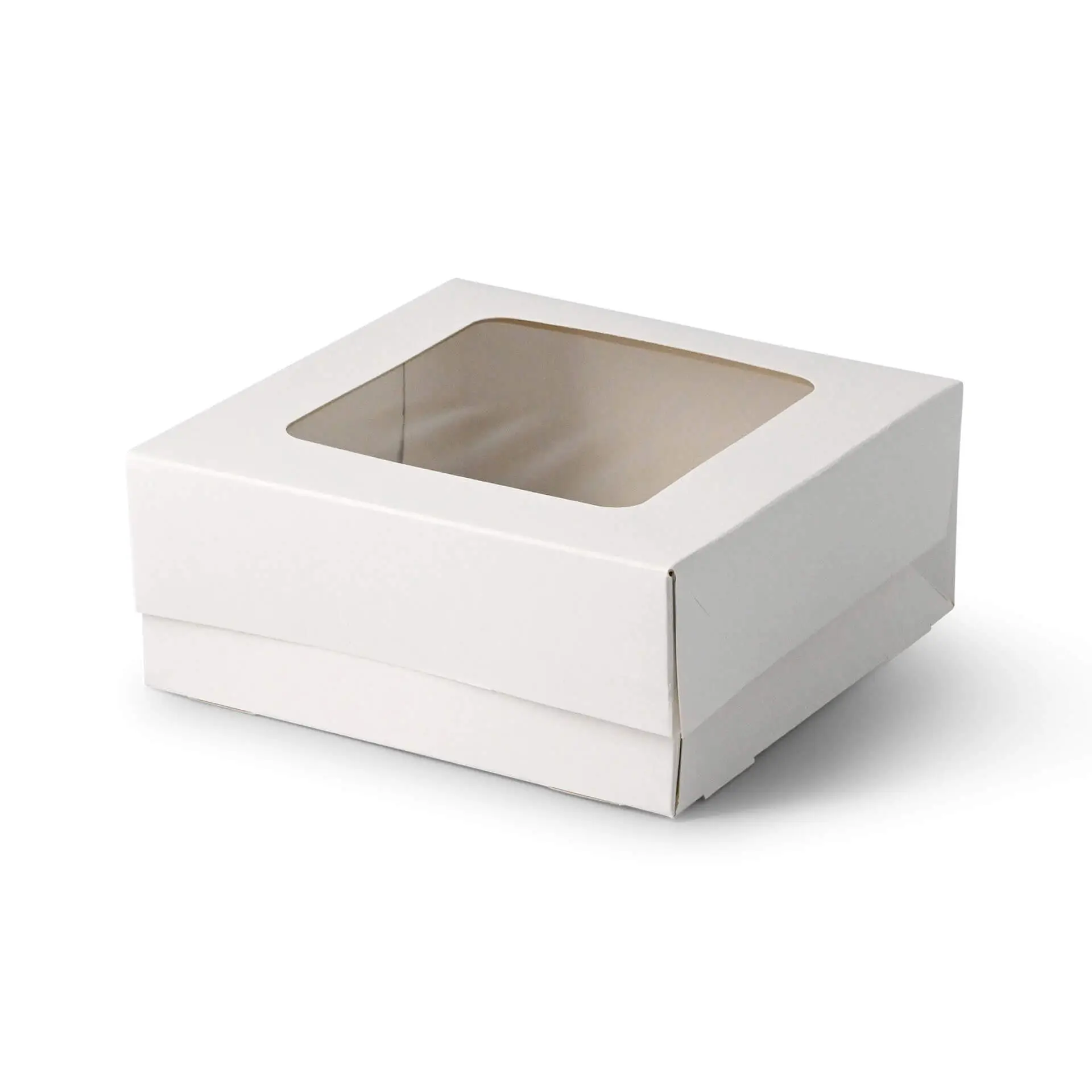 Pastry-boxes 18 x 18 x 7,5 cm, cellulose-window, white