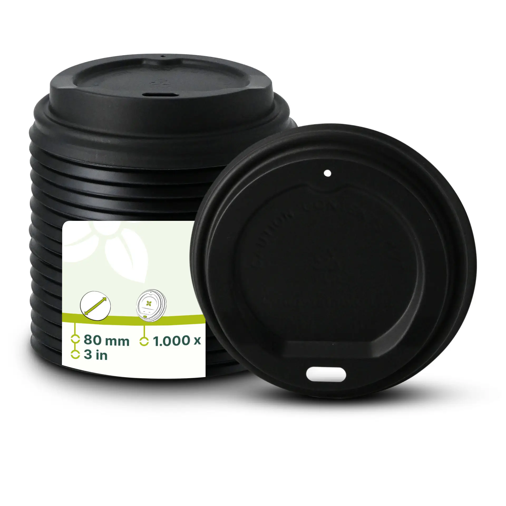 PS lid Ø 80 mm, black, drinking hole PS lid Ø 80 mm, black, drinking hole
