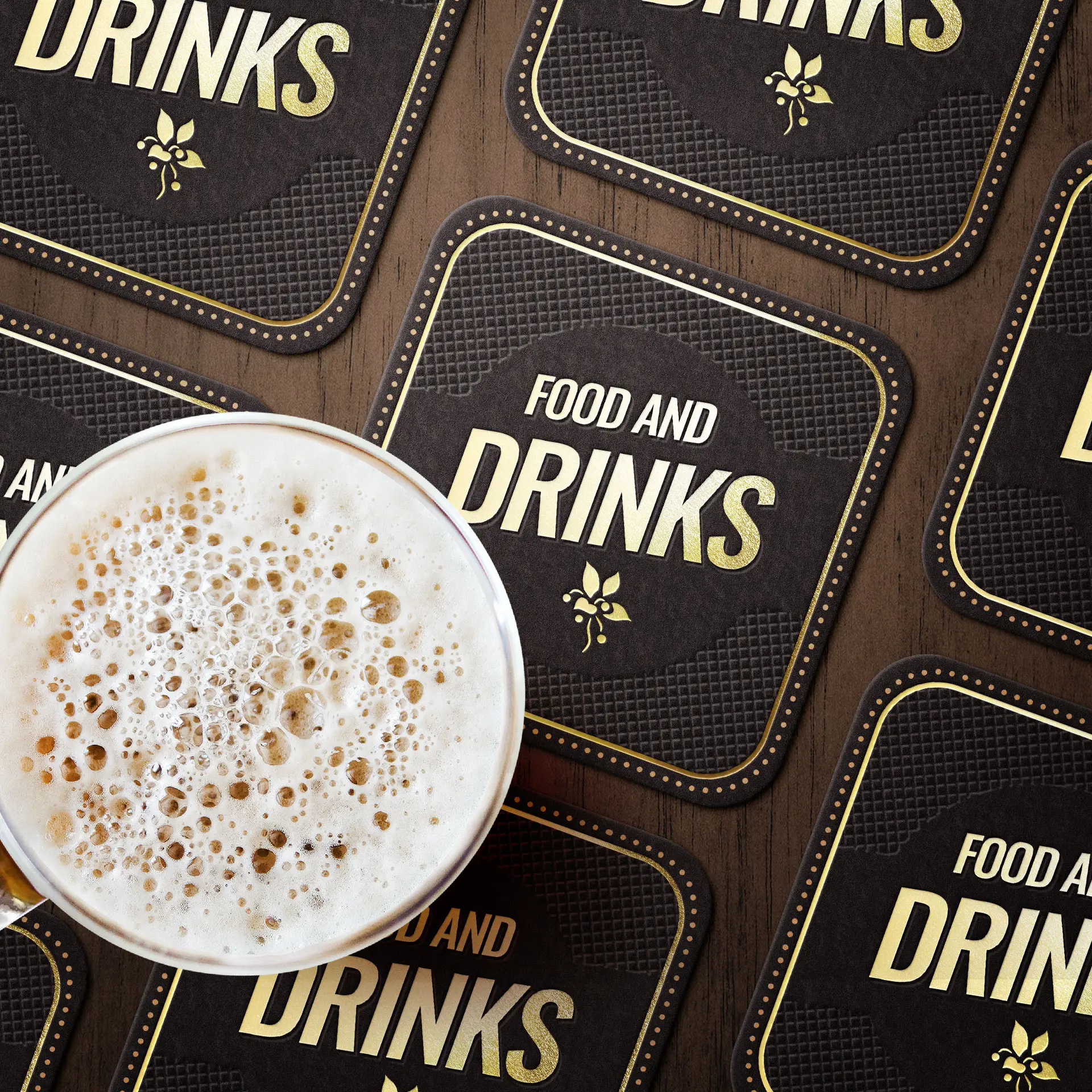 Printed beer coasters / drink coasters, 9.3 x 9.3 cm, square