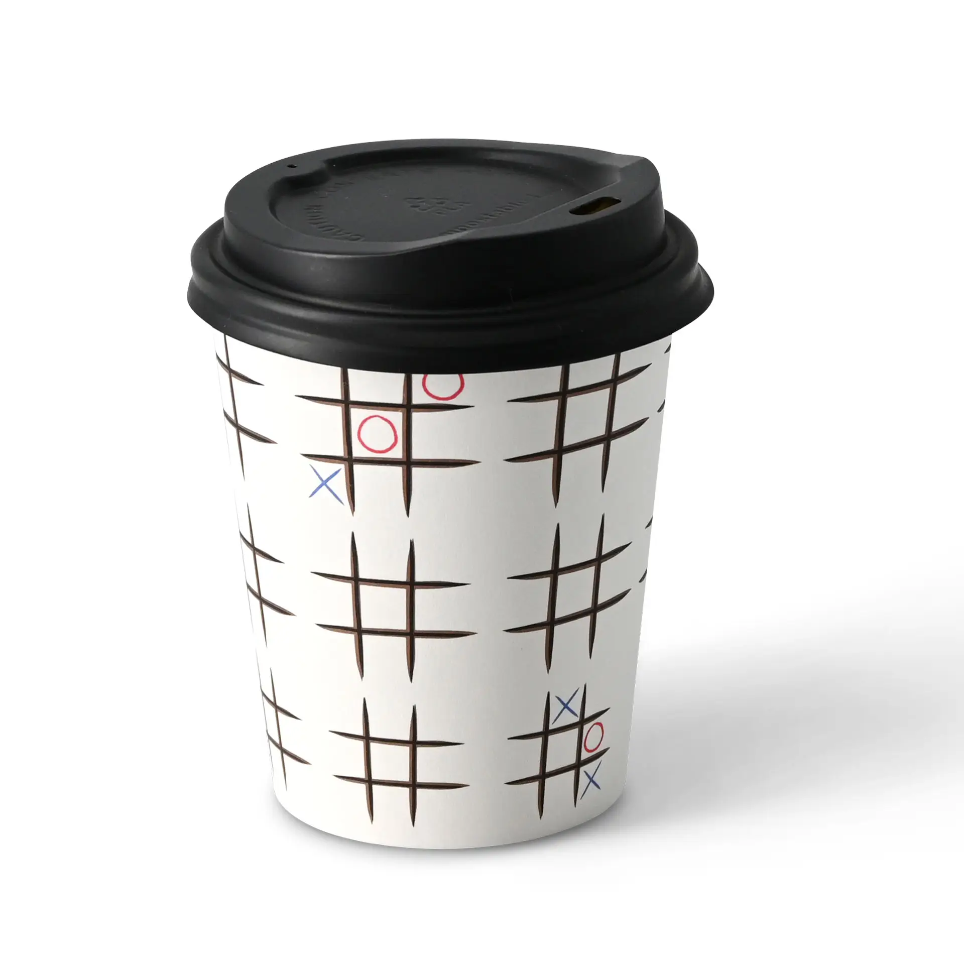 8 oz Paper cup printed with "Tic Tac Toe", Ø 80 mm, white