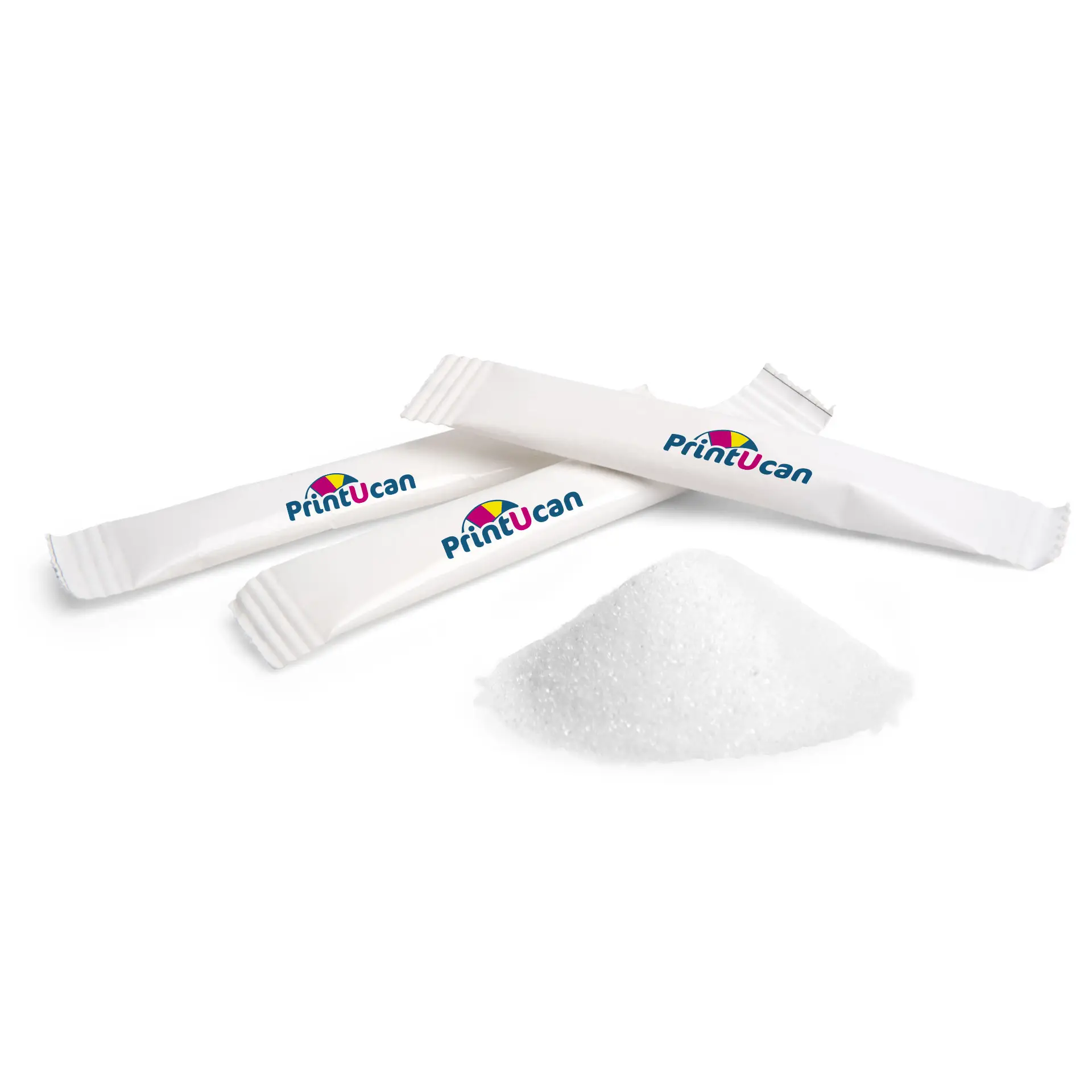 Sugar sticks with logo, white sugar