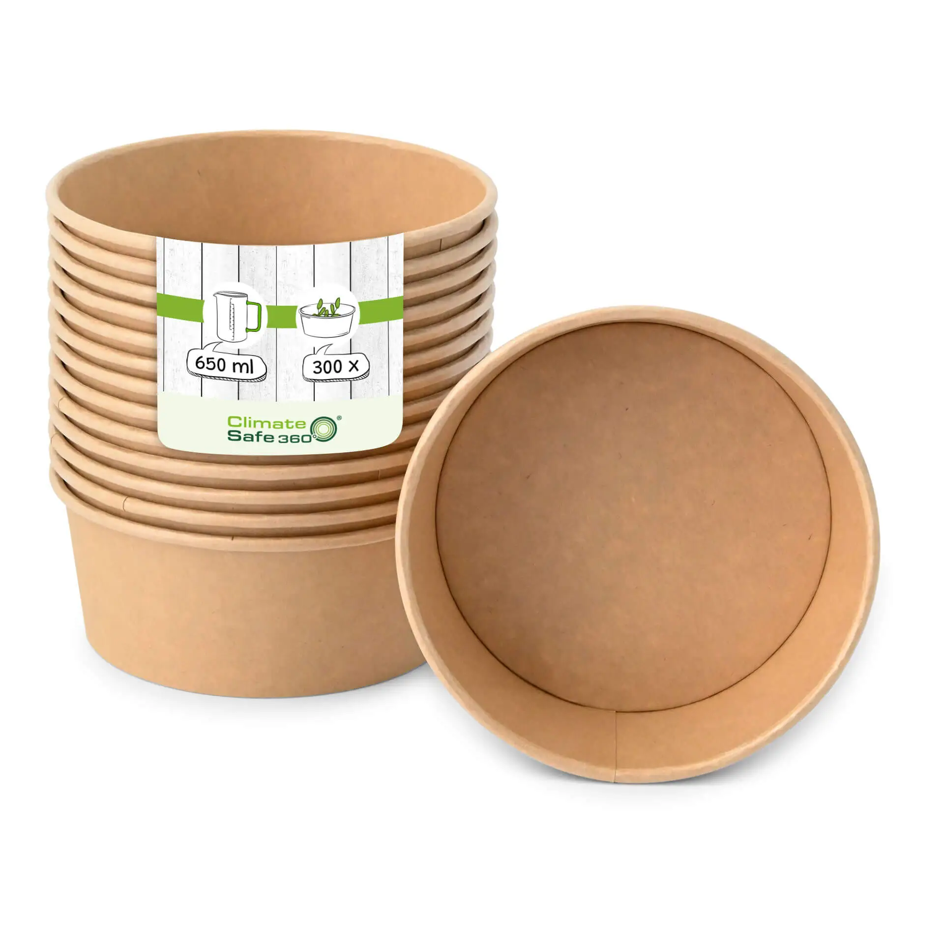 Paper-bowls (premium) 650 ml, Ø 150 mm, brown, round, eco-friendly coating