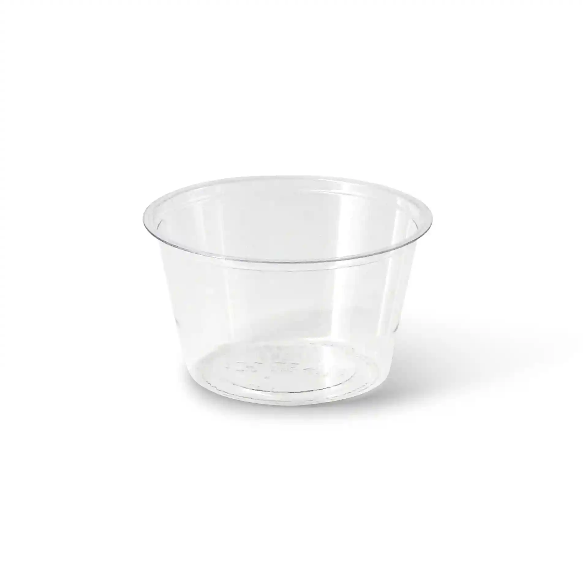 Clear PLA portion cup with a diameter of 70 mm and a height of 40 mm, holding up to 80 ml.