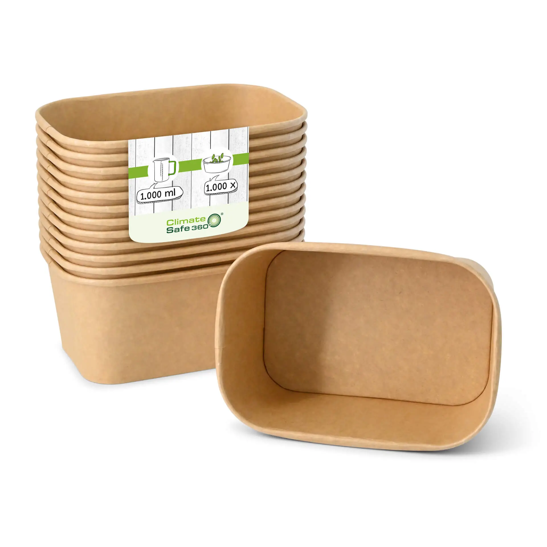 Food Containers 1000 ml, 17,5 x 12,5 x 7,5 cm, kraft, rectangular