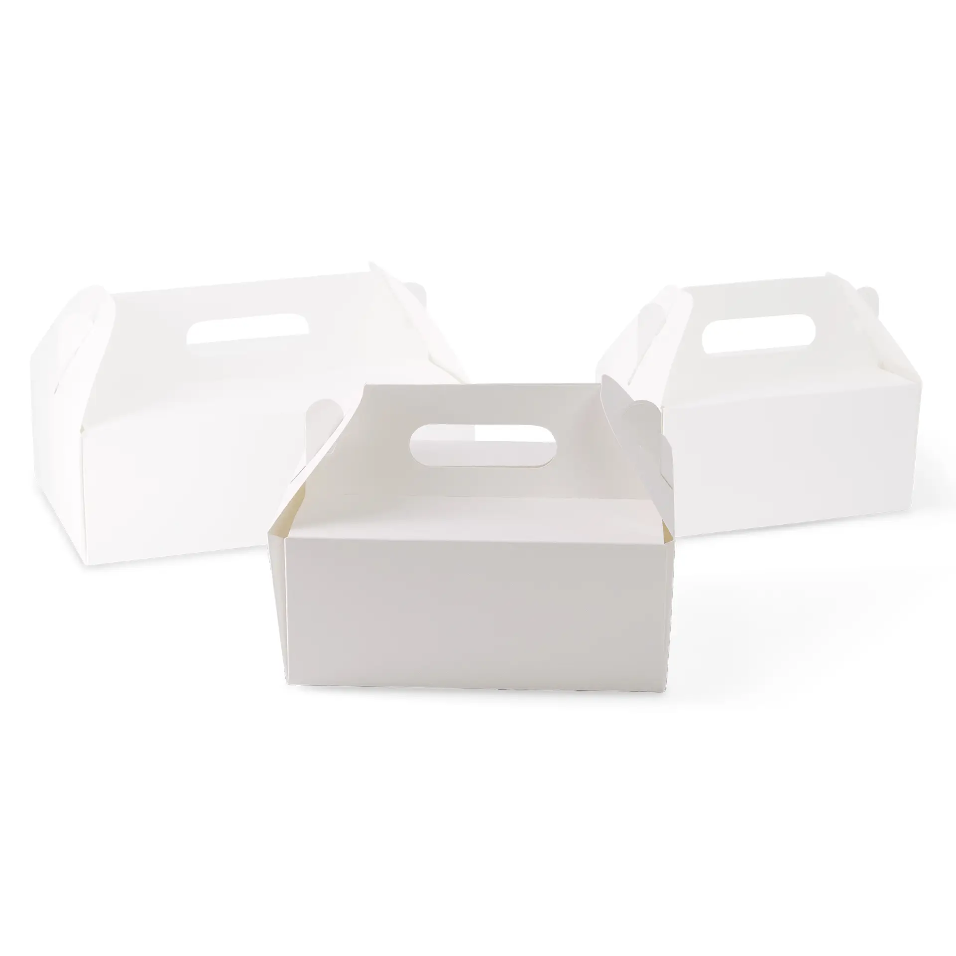 Cardboard pastry boxes with handle M, 21 x 17 x 9 cm, white, foldable Cardboard pastry boxes with handle M, 21 x 17 x 9 cm, white, foldable
