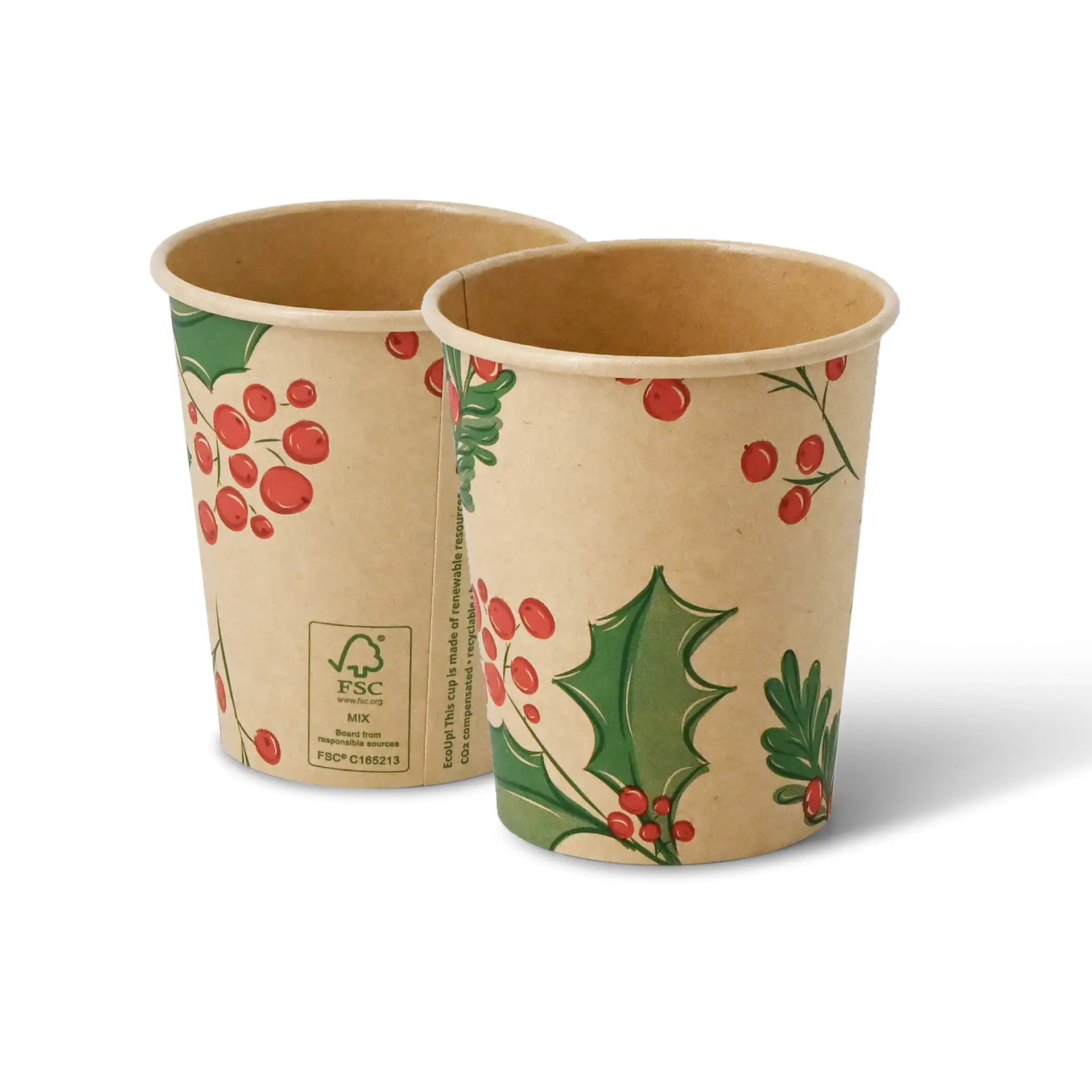 8 oz Paper cups Winter "Branches", Ø 80 mm, unbleached 8 oz Paper cups Winter "Branches", Ø 80 mm, unbleached