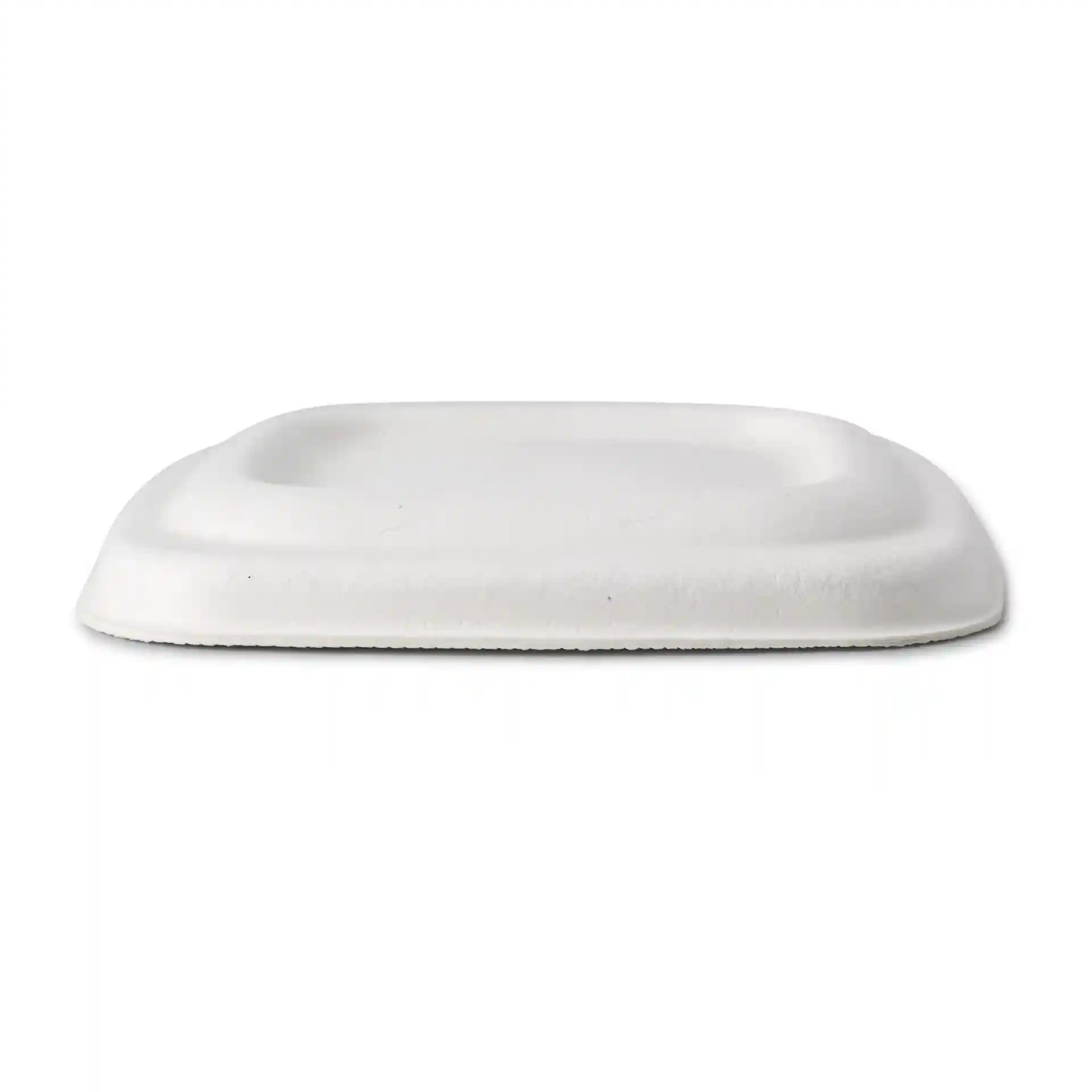 White square sugarcane lid measuring 85 mm by 85 mm with a height of 6 mm.