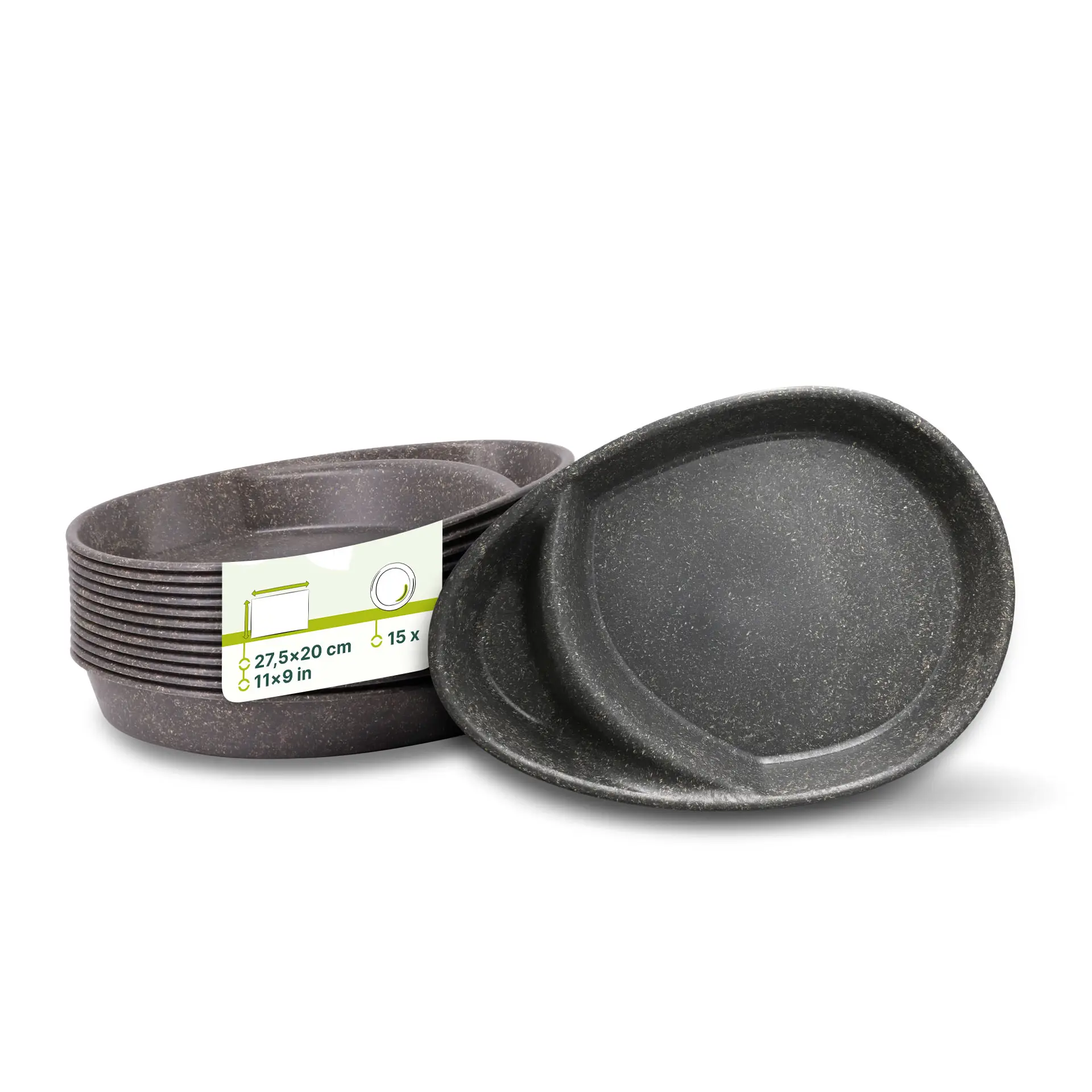 Reusable divided plates "merways Plate" 27.5 × 20 × 3.5 cm, 2 compartments, teardrop, pepper / grey Reusable divided plates "merways Plate" 27.5 × 20 × 3.5 cm, 2 compartments, teardrop, pepper / grey