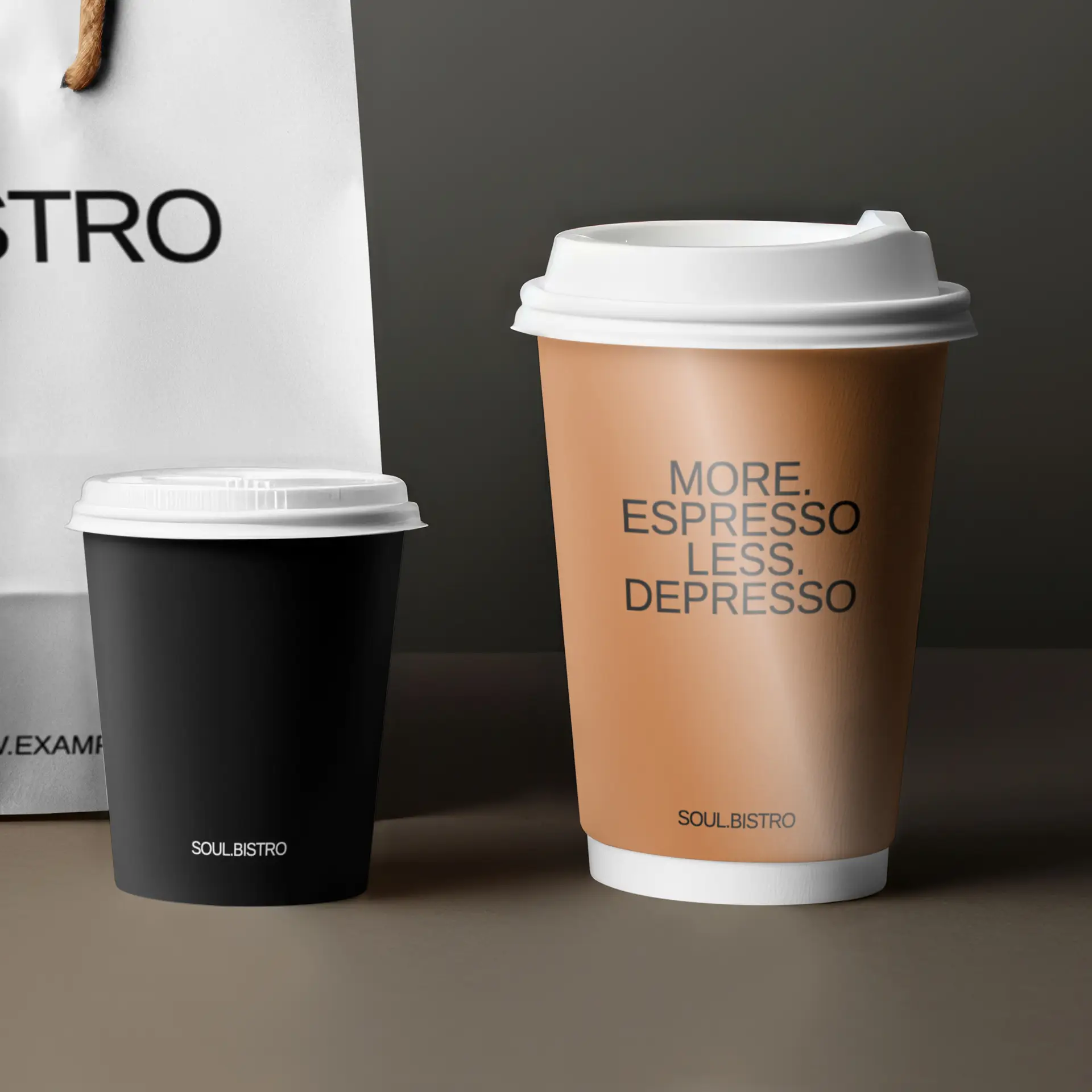 Custom Printed Paper Cups (Double-Walled) 400 ml / 16 oz, double-walled, white, glossy, water-based barrier