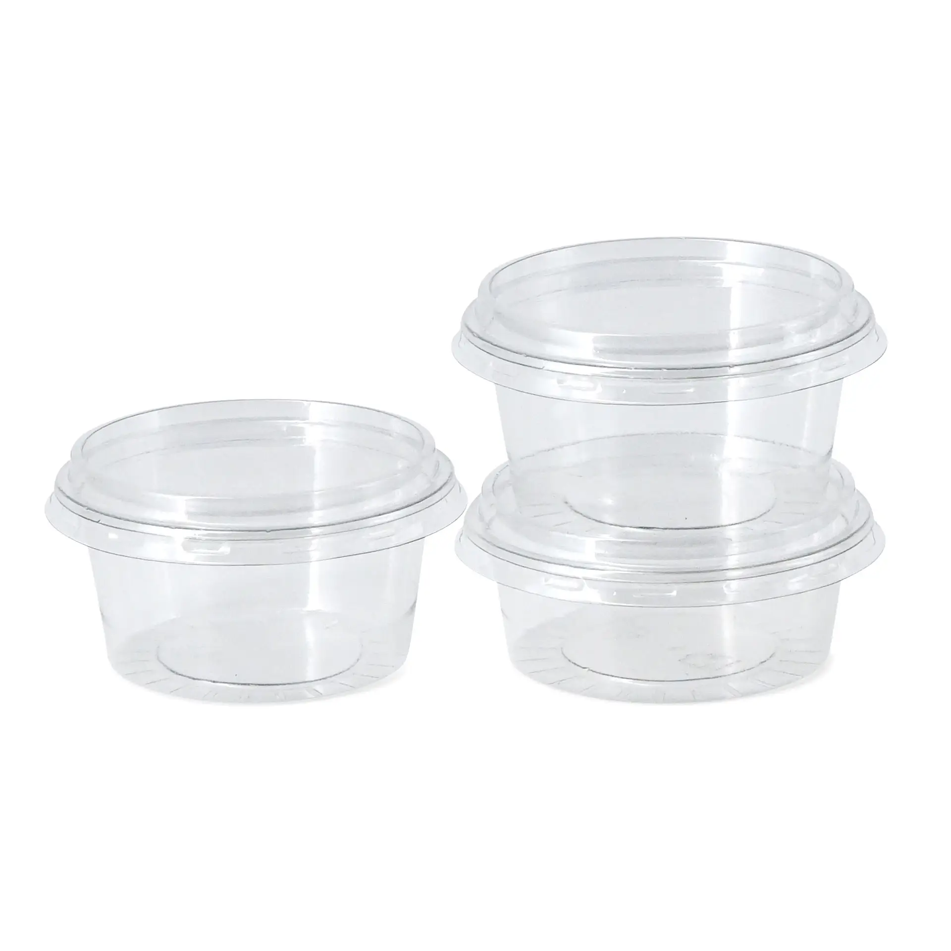100 ml / 3.5 oz rPET sauce pots, Ø 75 mm, clear 100 ml / 3.5 oz rPET sauce pots, Ø 75 mm, clear