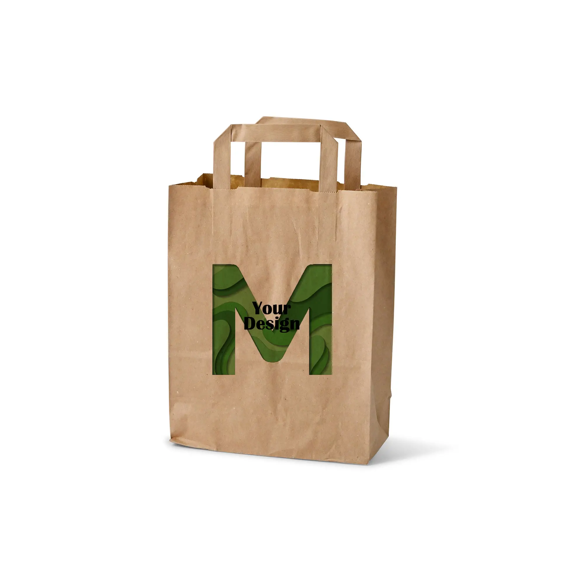 Print paper carrier bags, brown, M - 22 x 10 x 28 cm