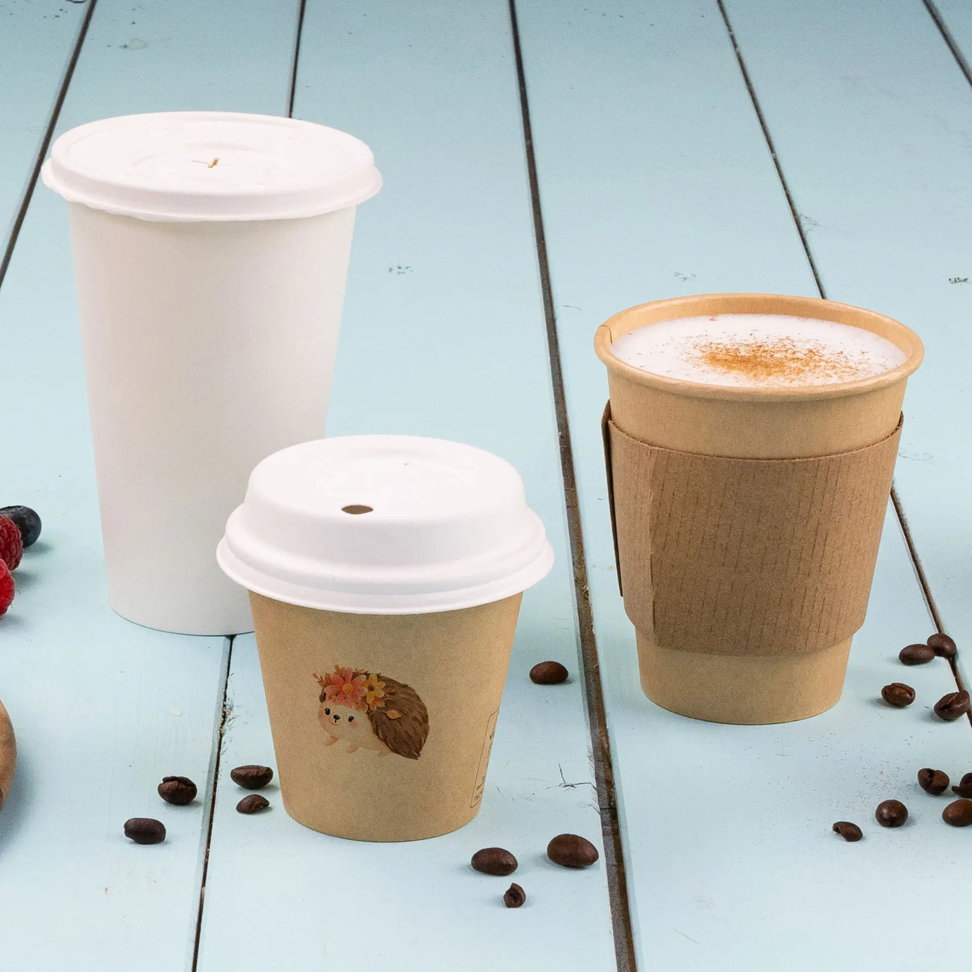 Paper cups with logo (single-wall), 150 ml / 6 oz, brown, water-based coating