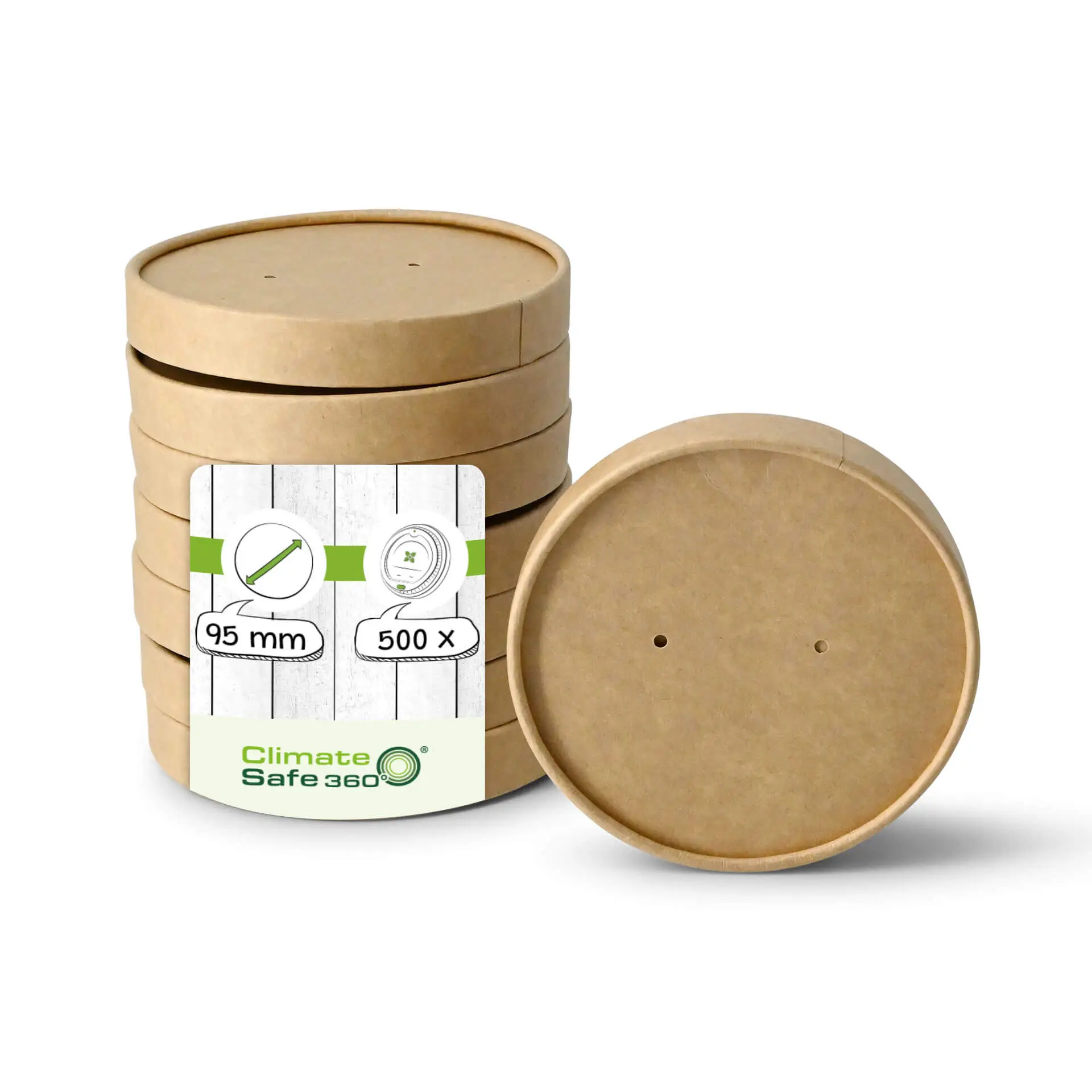 Cardboard-membrane lids (eco-friendly coating) Ø 95 mm, brown