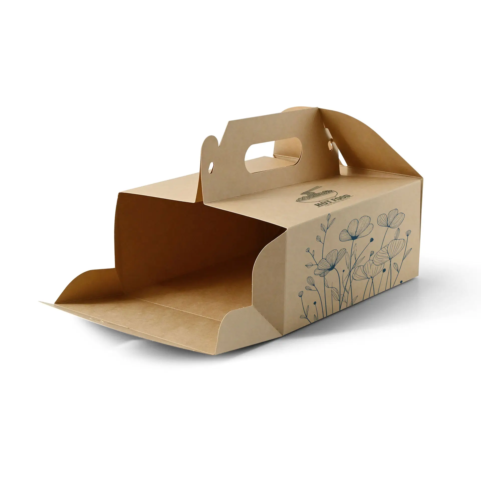 Custom printed cake box, 21 x 16 x 9 cm, brown