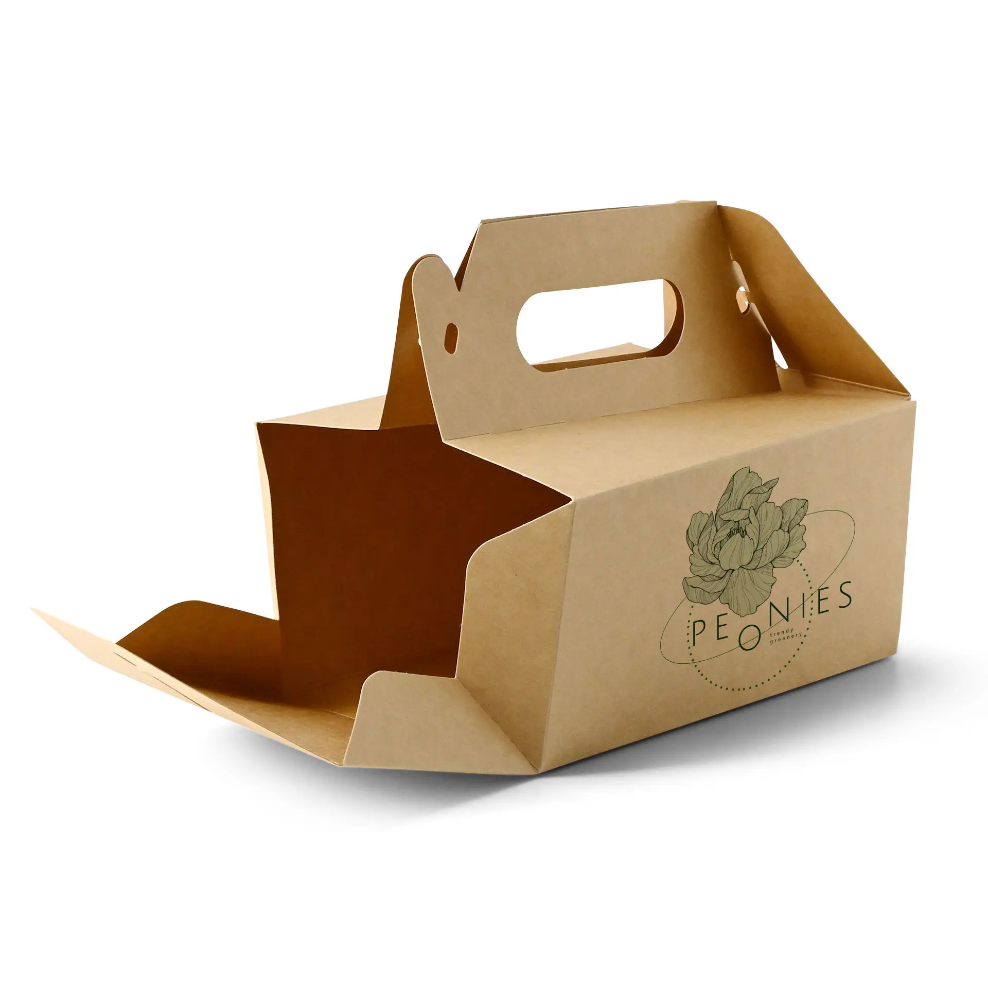 Custom printed cake box, 18 x 11 x 9 cm, brown
