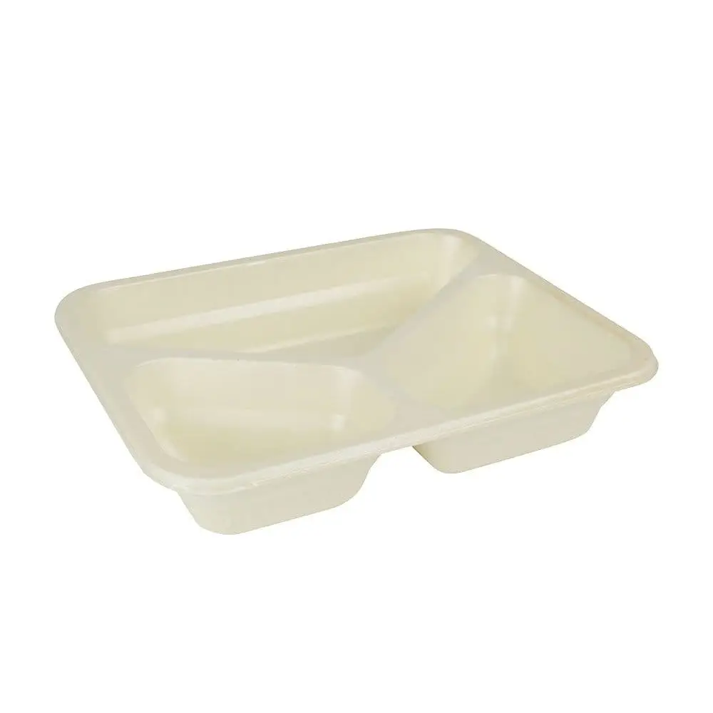 Cellulose-Trays 950 ml, 25 x 17.7 x 4.5 cm, 3 compartments, natural, biocoated dfc09630-zellulose-menue-schalen-950-ml-25-x-177-x-45-cm-3-kammern-natur-biobeschichtet