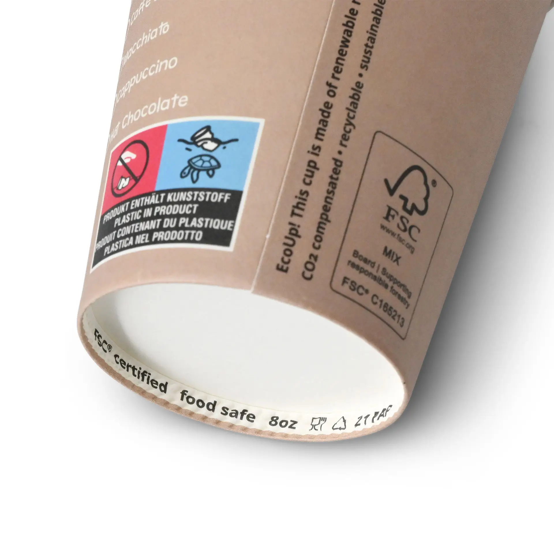 8 oz Paper cup printed with "Coffeebreak" (coated), Ø 80 mm, white