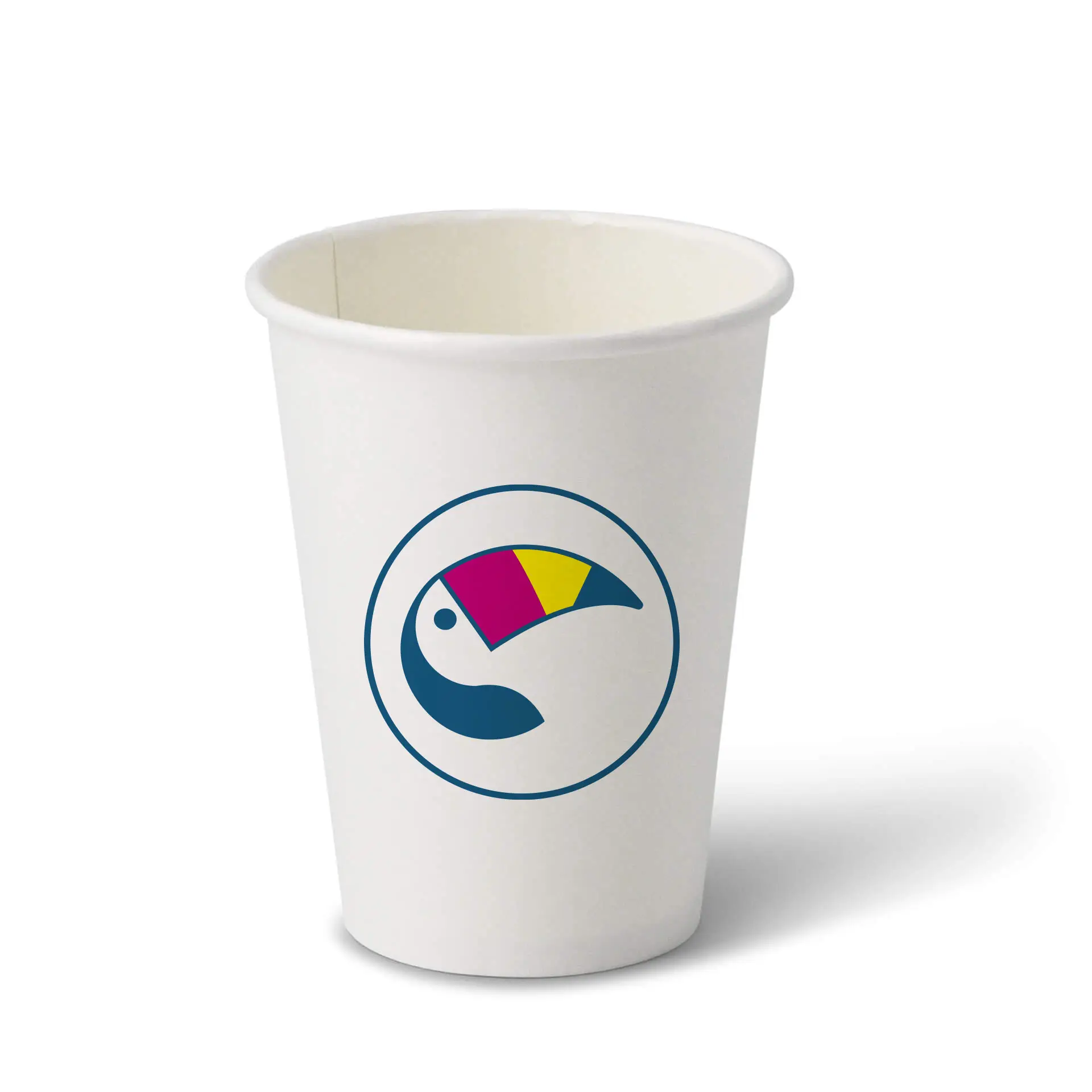 Paper cups with logo (single-wall), 300 ml / 12 oz, white, PLA-coated