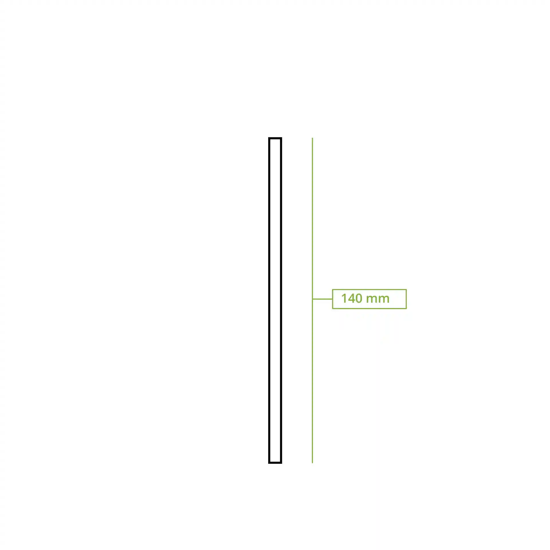 Schematic drawing of a bamboo stirrer, 140 mm long, with dimension lines indicating length.